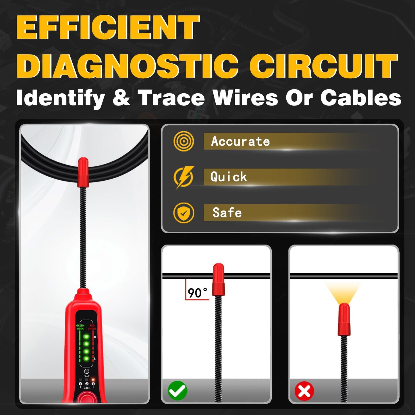 AWBLIN Wire Tracer Automotive Electrical Open & Short Finder Circuit Tester Wire Breaker Finder Fault Probe Cable Tracker Electrical DC 6-42V
