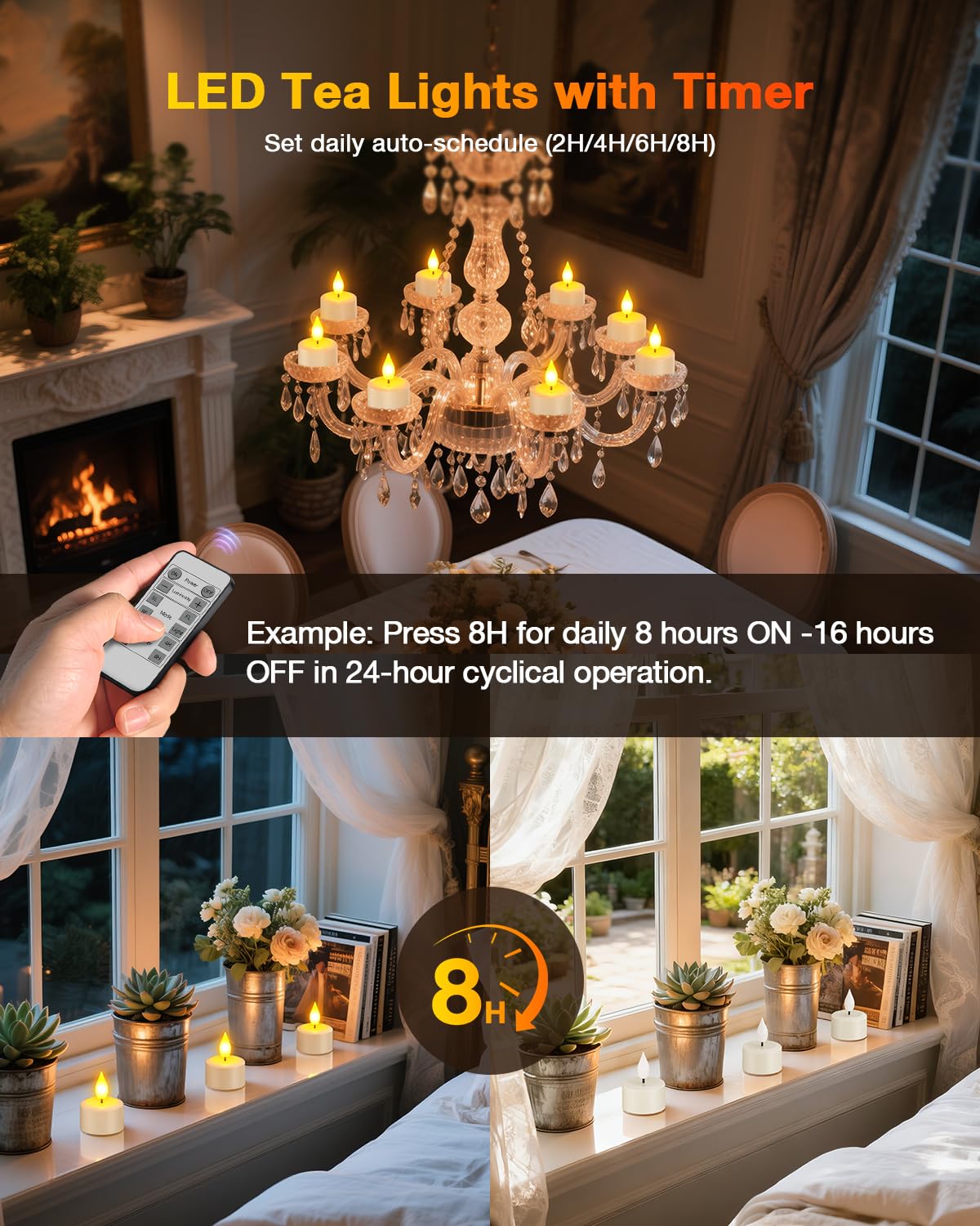 Yme Rechargeable Flameless Candles with Remote, 12 Packs Battery Operated Fake LED Tea Lights Candles Flickering Gift Set for Birthday Halloween Christmas Table Party Decorations Home Indoor Decor