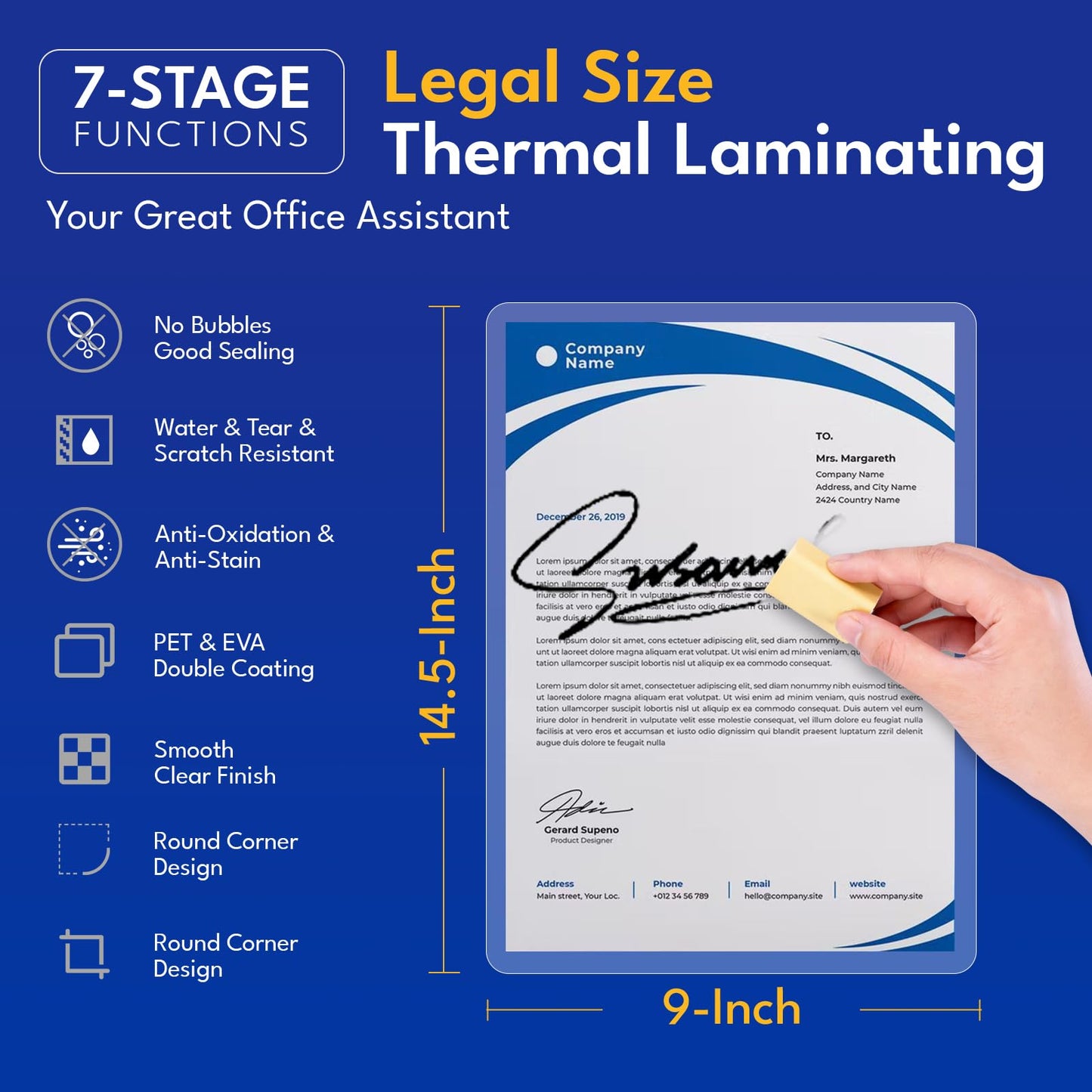 Uinkit Legal Size Laminating Pouches 9X14.5inches Hold 8.5X 14inches Sheets 5mil for Extra Protection 100Pack Clear Glossy Thermal Laminating Sheets Laminator Pockets (4mil-9x14.5x100sheets)