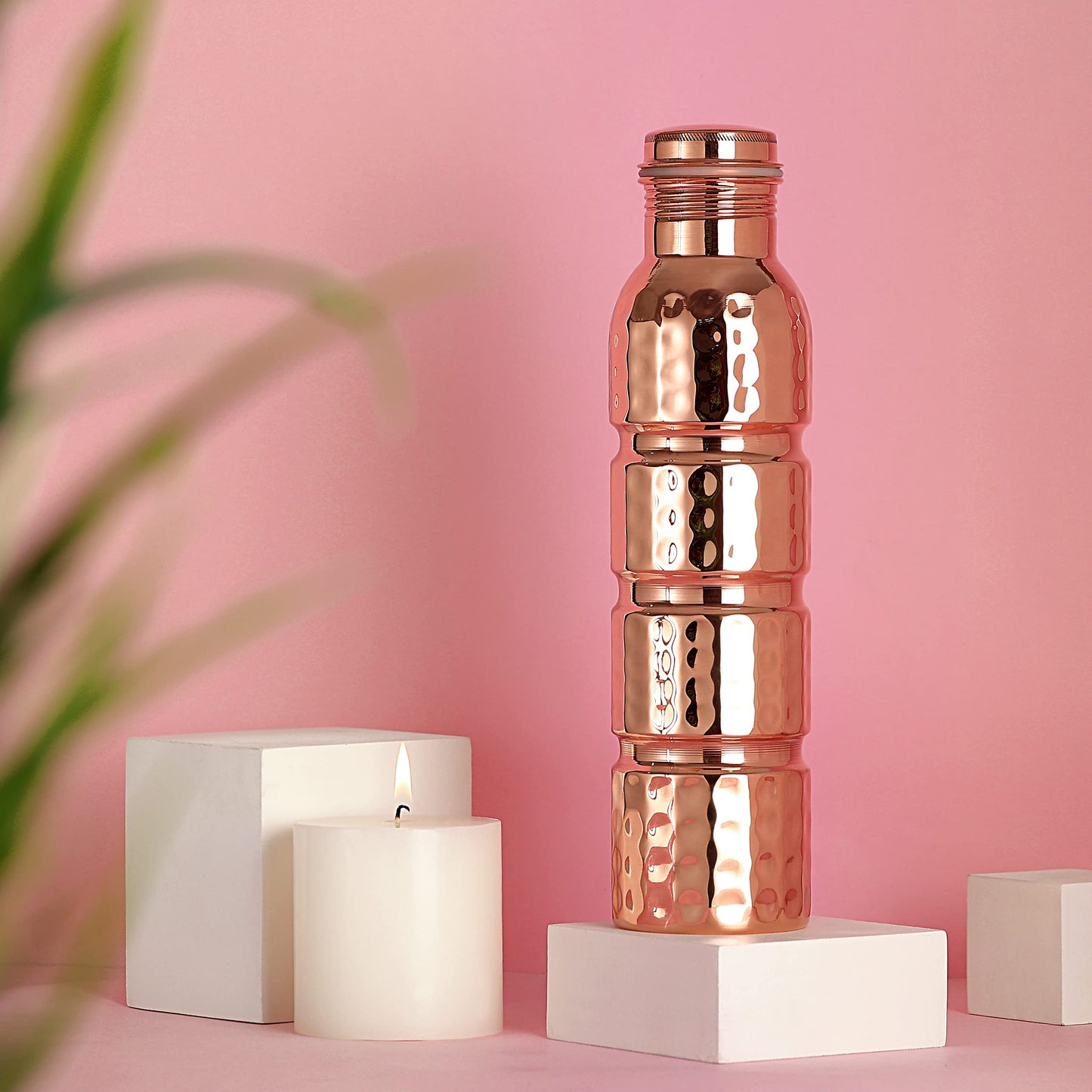 HealthGoodsIn - Pure Copper Seamless Hammered Water Bottle for Ayurvedic Benefits | Joint-free Copper Water Bottle
