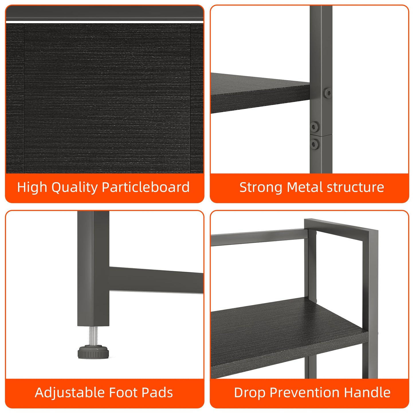 COTUBLR Desk Shelf, 41.3" Desktop Organizer Shelf, Desk Hutch for Computer Monitor, 4 Tier Desktop Display Rack, Wood Desktop Bookshelf Storage Rack for Home Office Dorm, Black