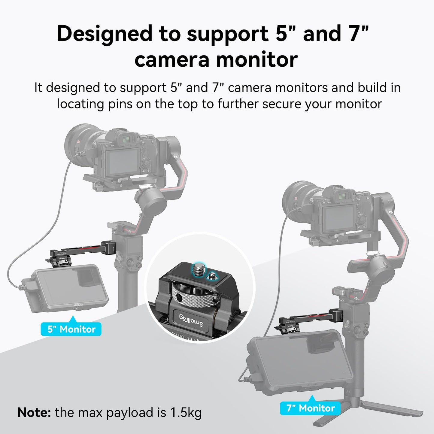 (New Version) SMALLRIG Adjustable Camera Monitor Mount with Quick Release NATO Clamp, Cold Shoe Mount, Design for DJI RS 4 Mini/RS 2 / RSC 2 / RS 3 / RS 3 Pro/RS 3 Mini/RS 4/ RS 4 Pro- 3026B