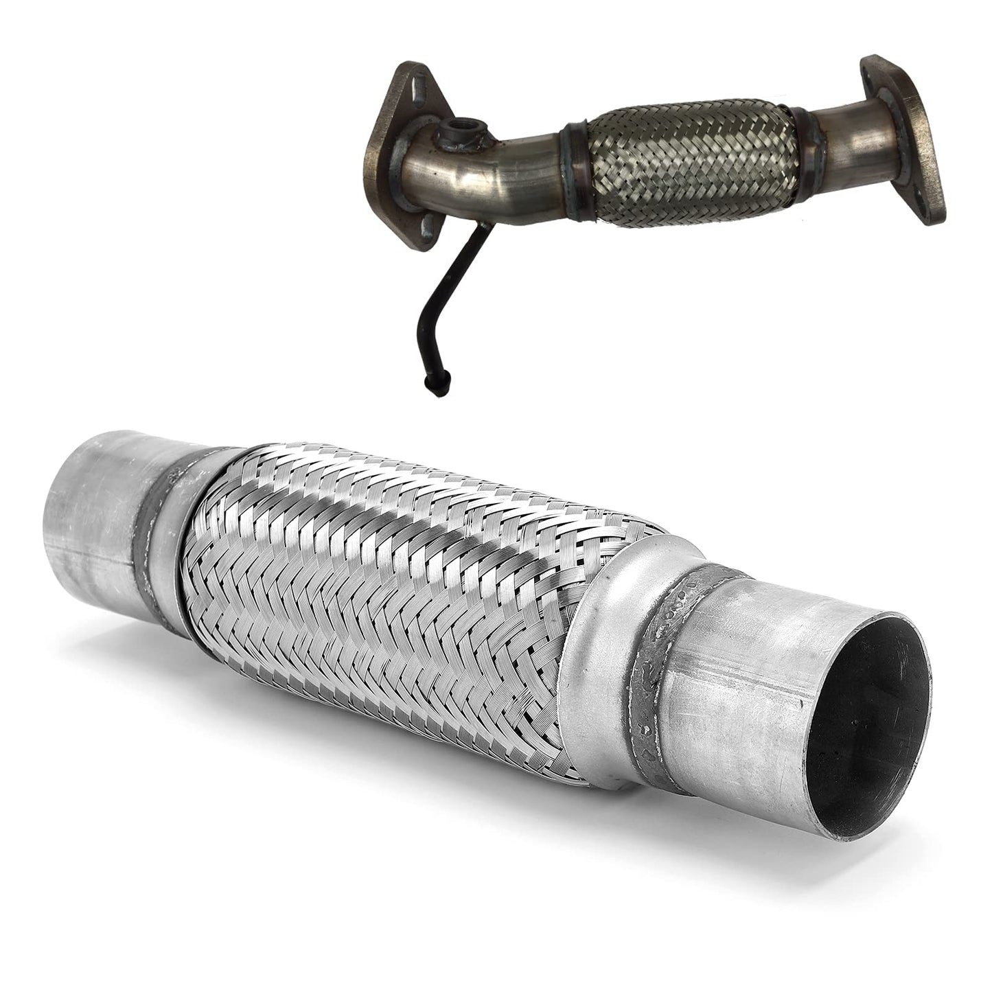 Stainless Steel Exhaust Flex Pipe, 2.25x12in Woven Exhaust Repair Flexible Pipe Bellows Flex Joint 57mm Stainless Steel for Car