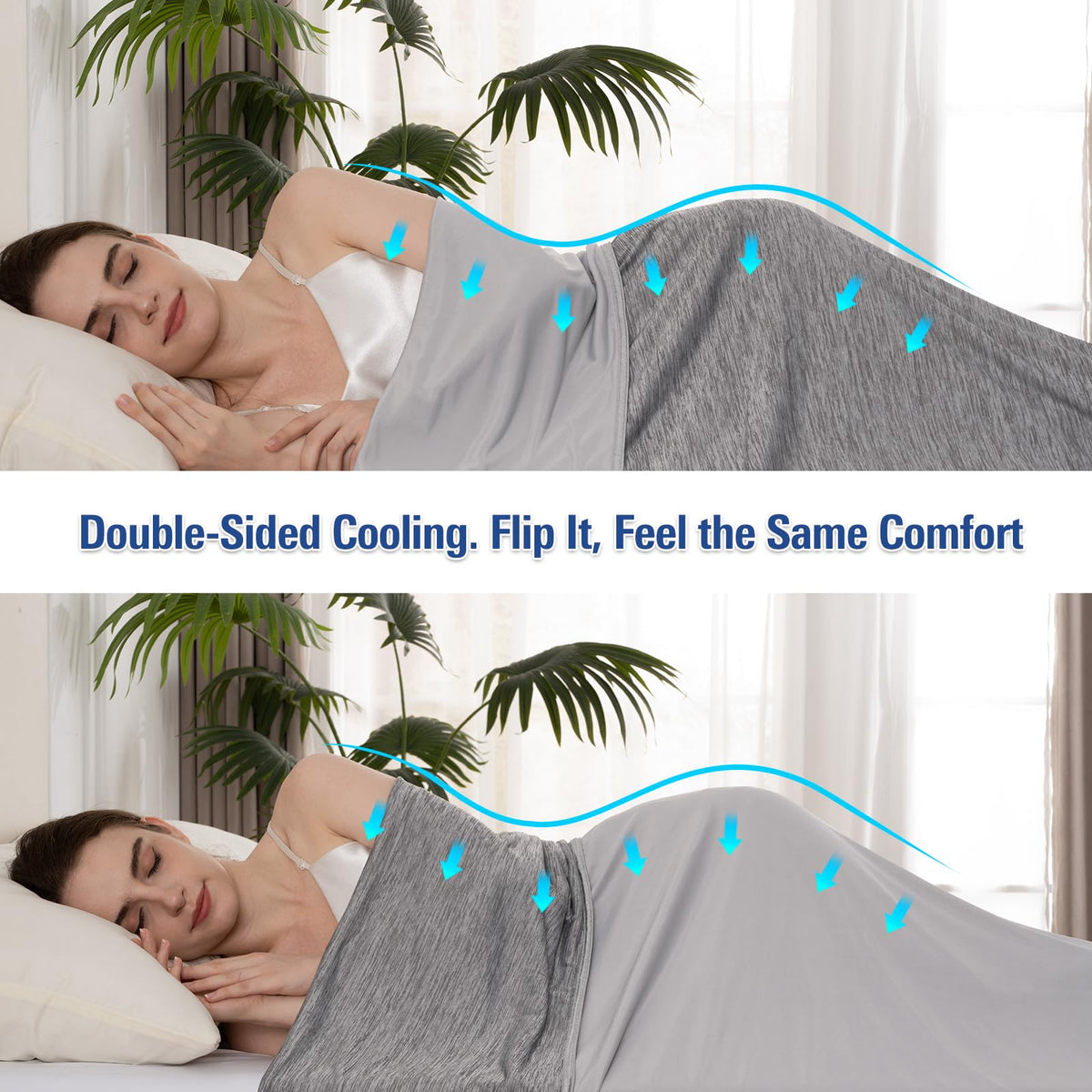 Cooling Blanket Queen Size, Lightweight & Breathable Summer Blanket for Hot Sleepers & Night Sweats, Double-Sided Cool-to-Touch Design, Smooth Cooling Blanket for Bed, 79" x 86"