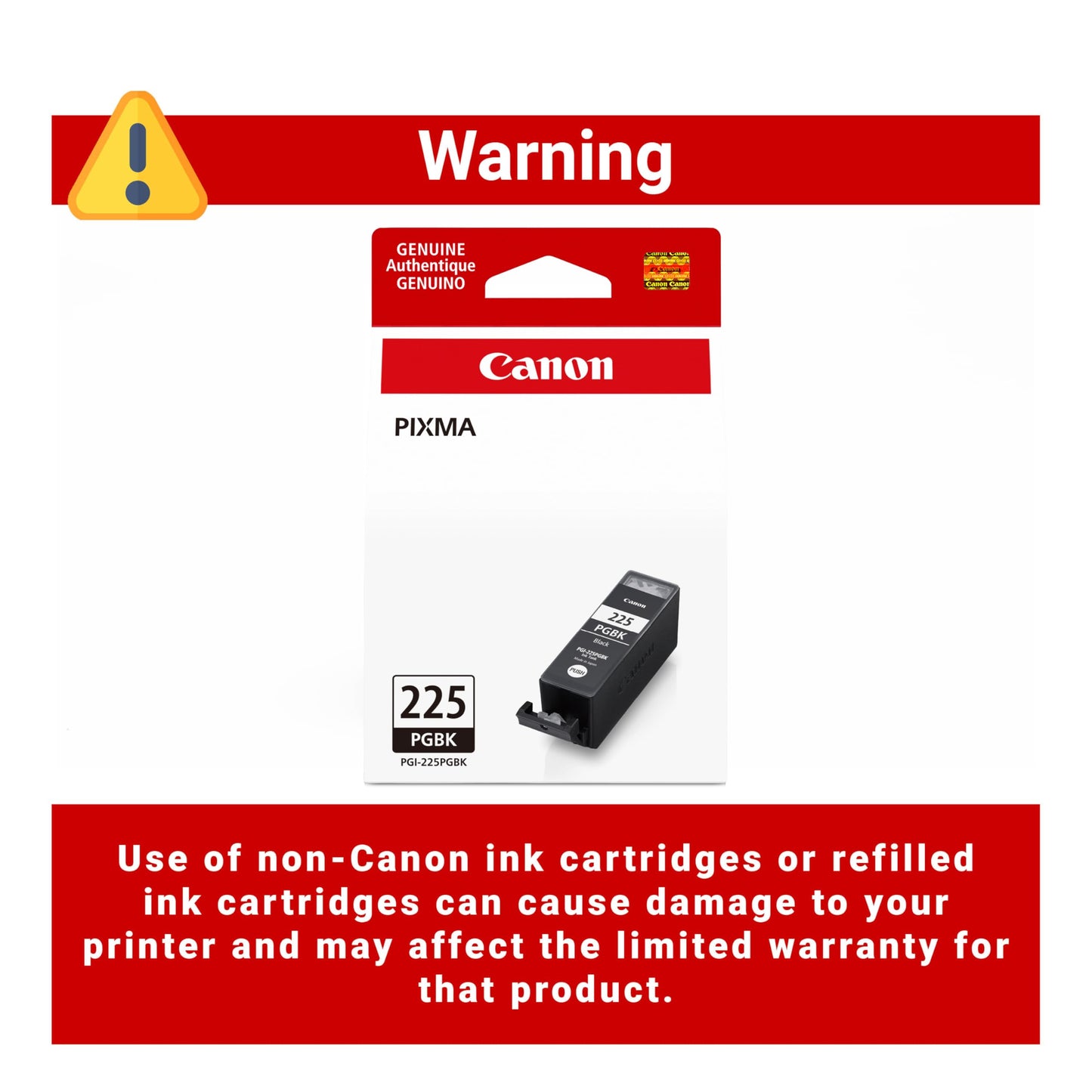 Genuine Canon PGI-225 Ink Cartridge, Black