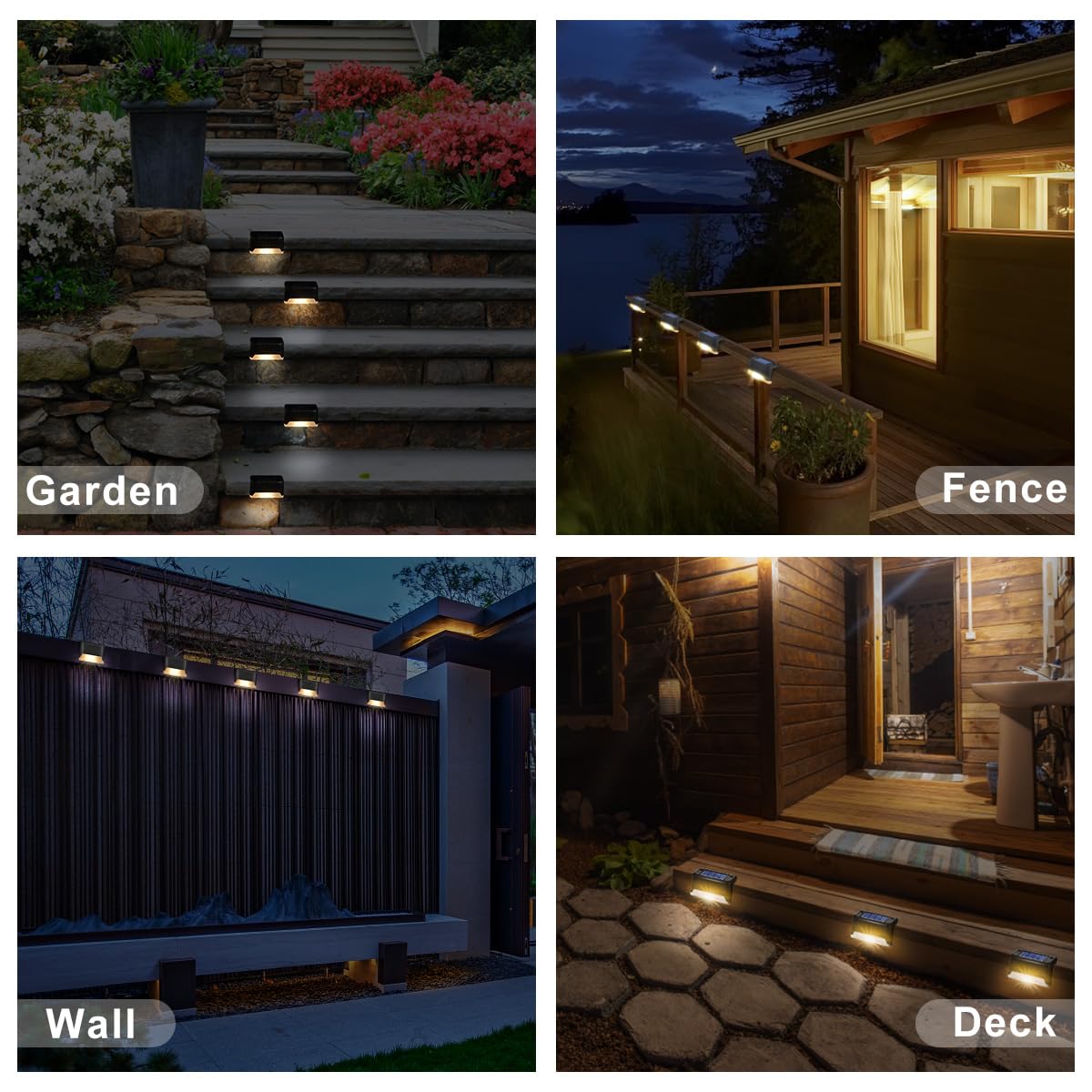 20 Pack Solar Deck Lights, Outdoor Waterproof Solar Step Lights for Deck, Step, Stair, Yard, Fence, Patio and Pathway (Warm White)