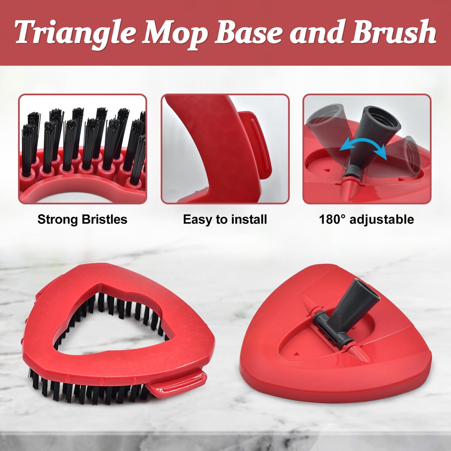 Spin Mop Handle Replacement for Vileda, Mop Heads Compatible with Vileda EasyWring Spin Mops & Bucket 1-Tank, Include 4-Section Handle, 2 Microfiber Head Refills,1 Scrub Brush, 1 Base