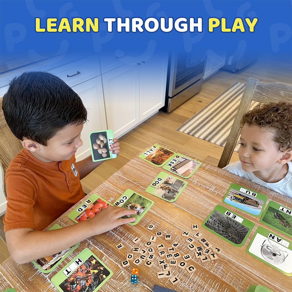BenBen Spelling Games with 224 Flashcards, 2-4 Players, Learning Games for Kids Ages 4-8, Educational Autistic Toys for Kindergarten 1st 2nd 3rd Grade, Preschool Autism Classroom Must Haves