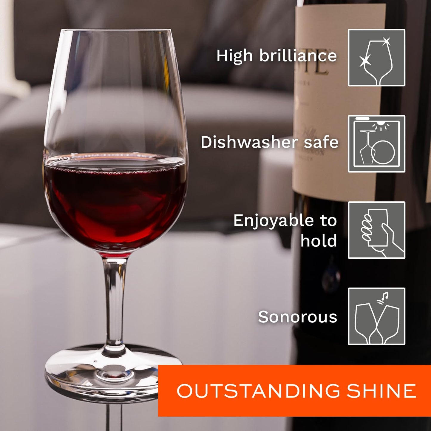 Stölzle Lausitz Set of 6 Wine Tasting Glasses (I.N.A.O.). Dishwasher Safe Luxury Wine Glasses (6.75 Fl oz). Durable Red or White Wine Glasses Set of 6 - Genuine Stölzle Wine Glass Set
