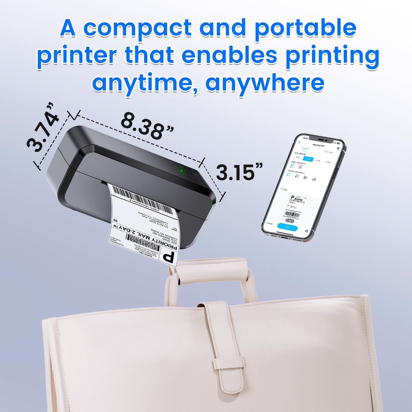 Bluetooth Thermal Shipping Label Printer, Wireless 4x6 Label Printer for Shipping Packages & Small Business, Compatible with Android, iOS, Windows and Mac, Widely Used for Ebay, Amazon, Shopify, Etsy