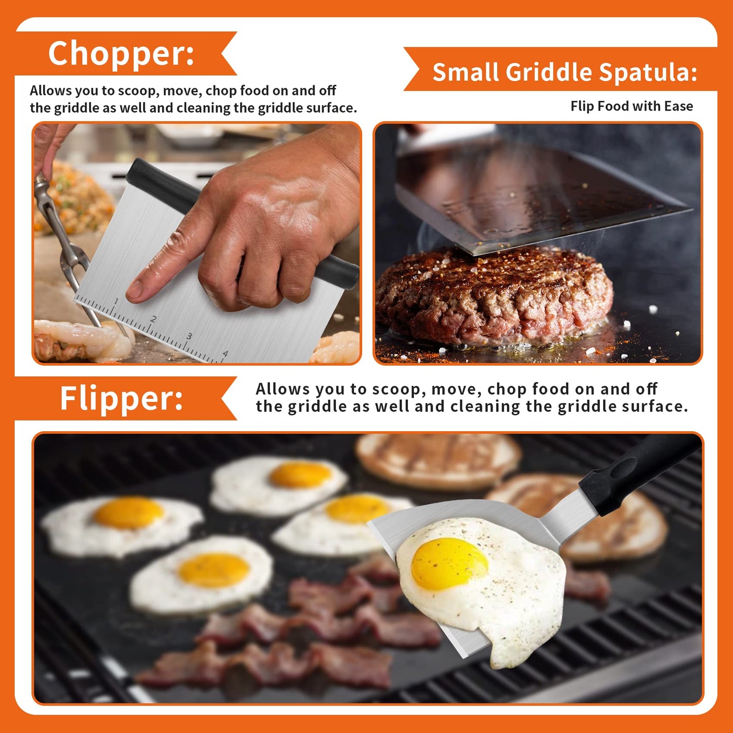 Bbcuepro 21 PCS Griddle Accessories Kit - Stainless Steel Flat Top Grill Spatula Kit for Outdoor Barbecue Teppanyaki Camping Cooking, Blackstone and Camp Chef - Professional Grill BBQ Spatula Set