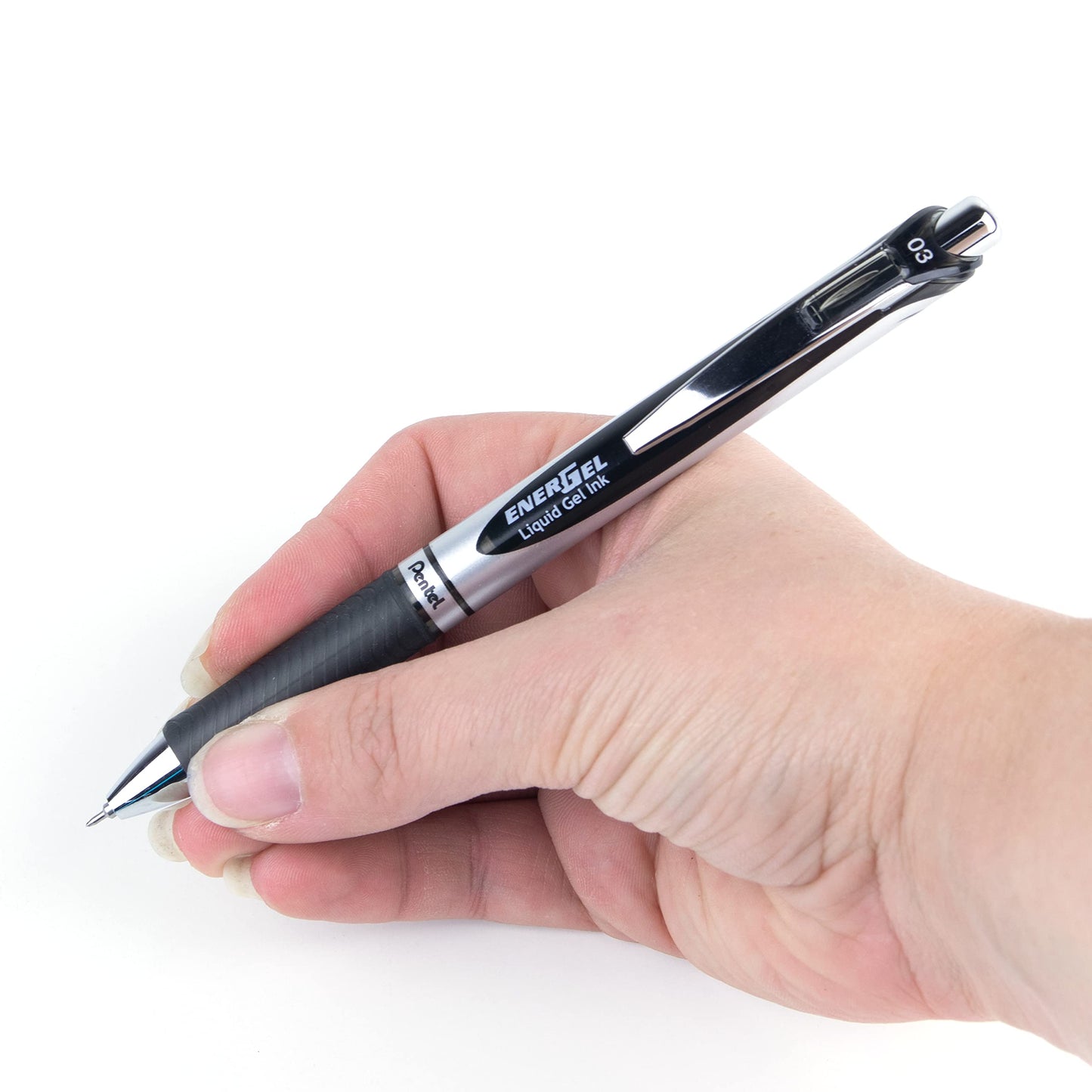 Pentel EnerGel Retractable Liquid Gel Rollerball Pen, Everyday Use, Office Supplies, School Supplies, 0.3mm Ultra-Fine Point, Black Ink, BLN73-A, Box of 12