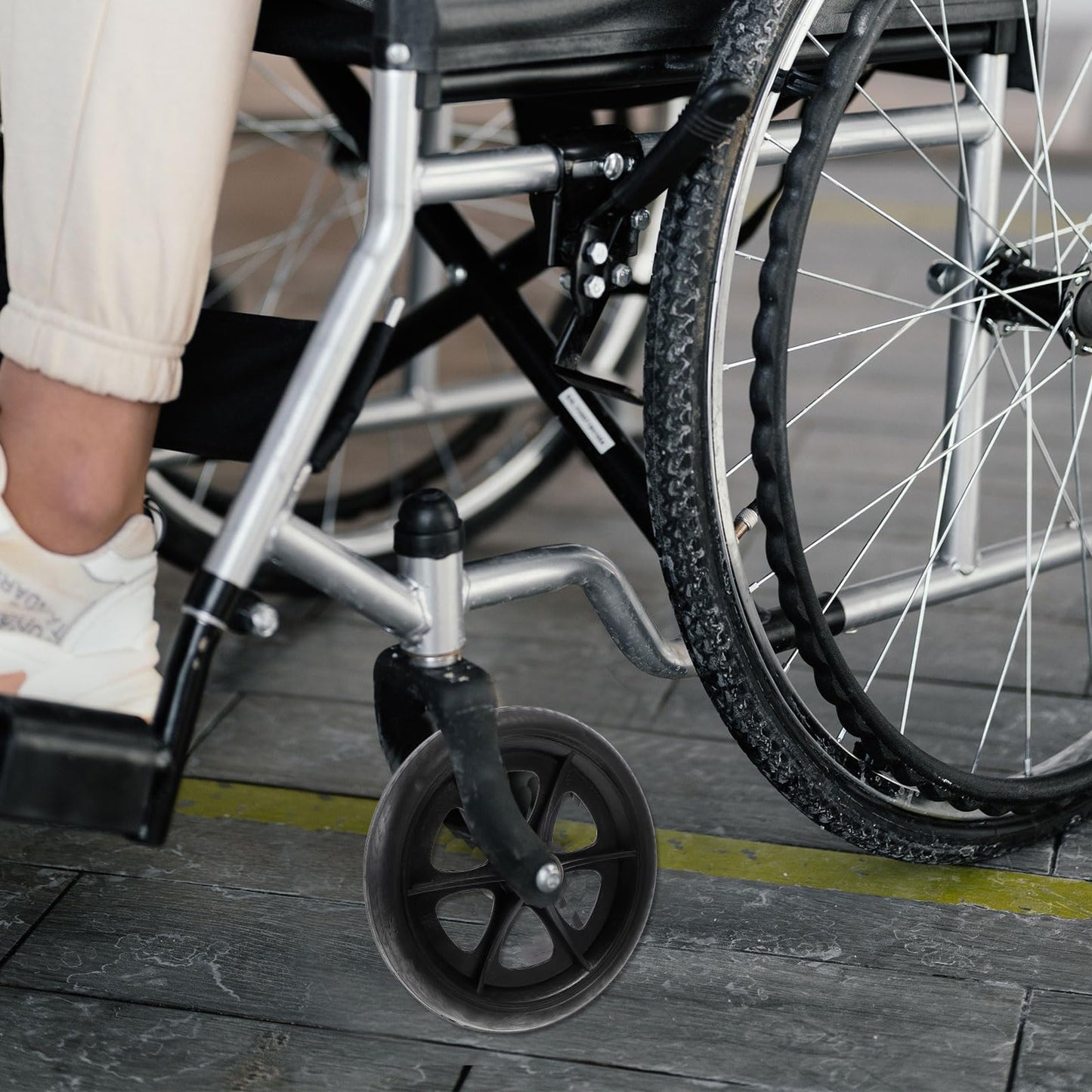 Wheelchair Front Castor Wheels Replacement: Parts Universal Fit 8 Inch 4pcs Black