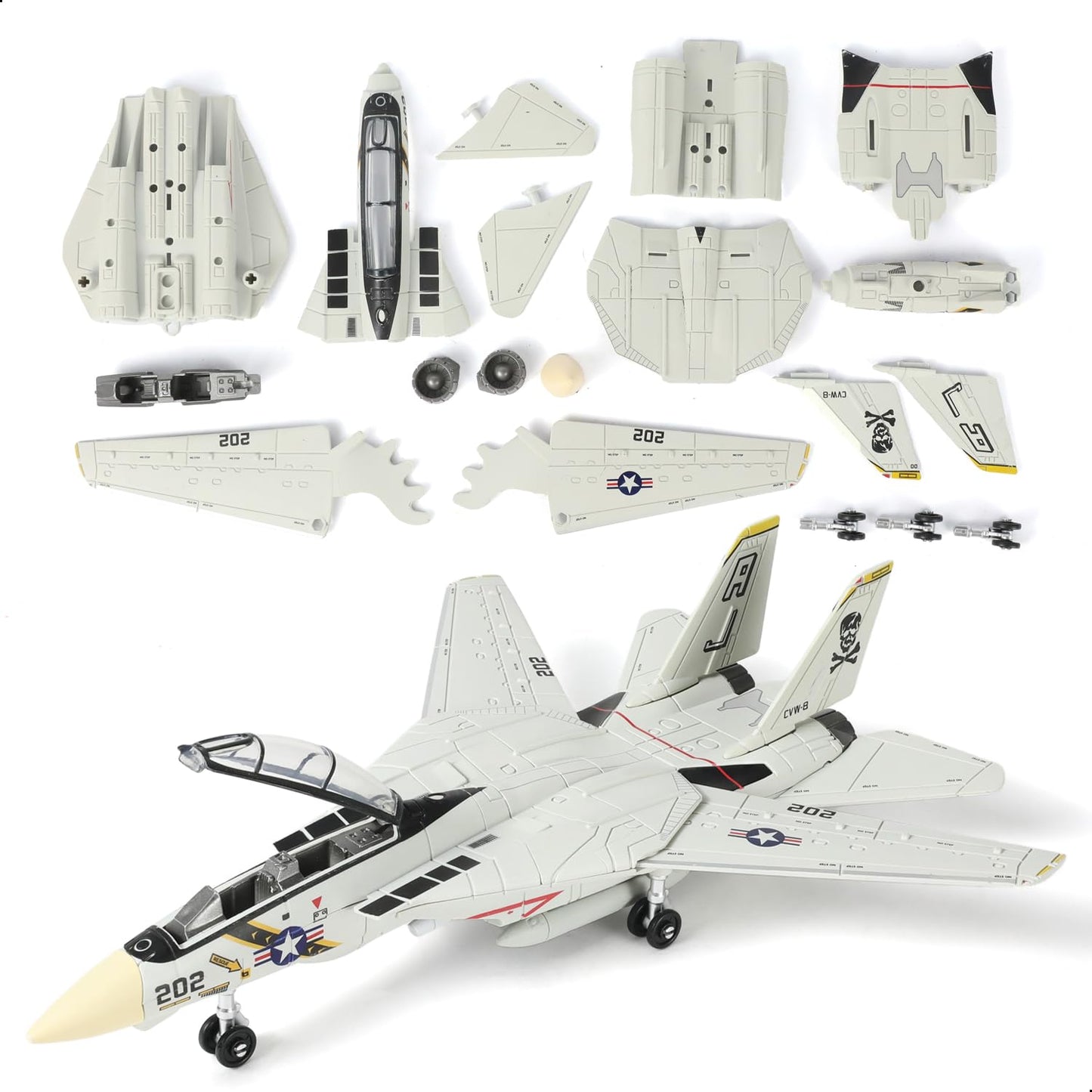 SEBUNAS 1:72 Scale F-14 Tomcat Fighter Jet Quick Build Model Kit Plastic Millitary F14 Toy Airplane Assembly Aircraft Model with Stand Gift for Kids (36PCS)