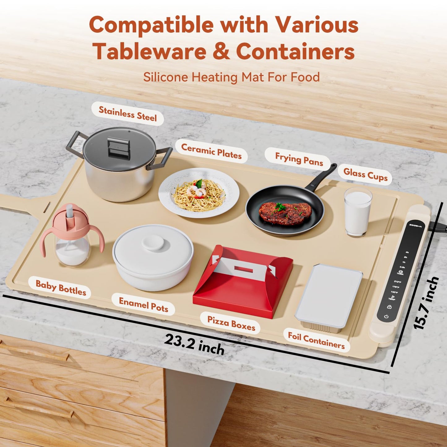 Food Warming Mat Electric Tray: Adjustable Silicone Heating Pad with 3 Temperature Settings 4 Timer Function Portable Roll Up Hot Plate for Buffets Party Gatherings Kitchen Warmer Countertop Holiday