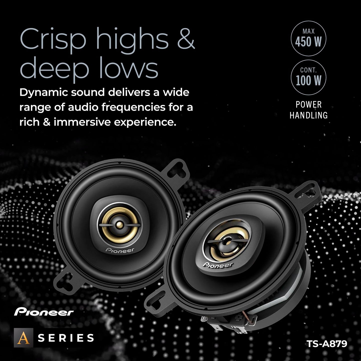 PIONEER TS-A879 A Series 3-1/2” 2-Way, 450 W Max Power, 25mm Tweeter – Coaxial Speaker (Pair)