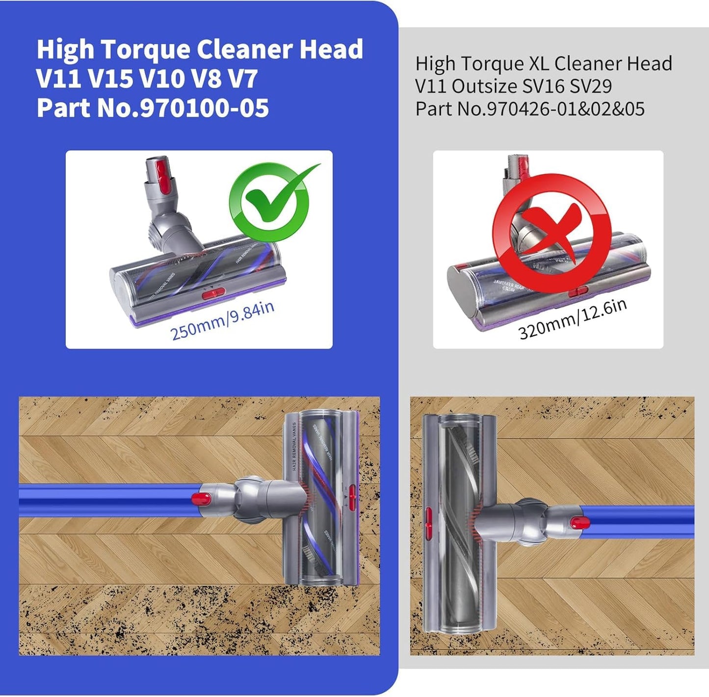 Upgrade V11 High Torque Cleaner Head Replacement for Dyson V11 V15 V10 SV12 SV14 SV15 SV17 SV22 SV27 SV28 SV47 Models, Vacuum Head Attachments for Dyson Parts & Accessories No. 970100-04 & 05