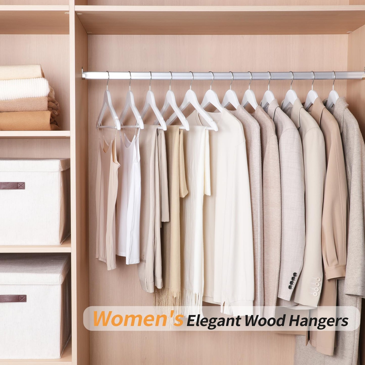 Amazon Basics Wood Suit Clothes Hangers, 30-Pack, White