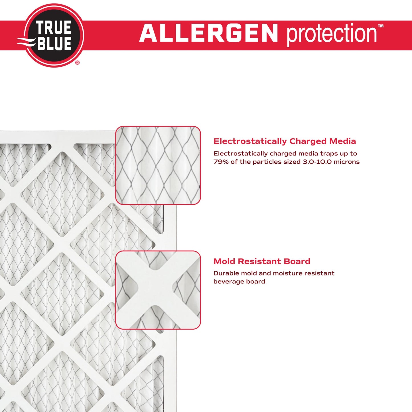 True Blue 318241.4 Allergen 18-Inch by 24-Inch by 1-Inch Air Filter, 4-Pack