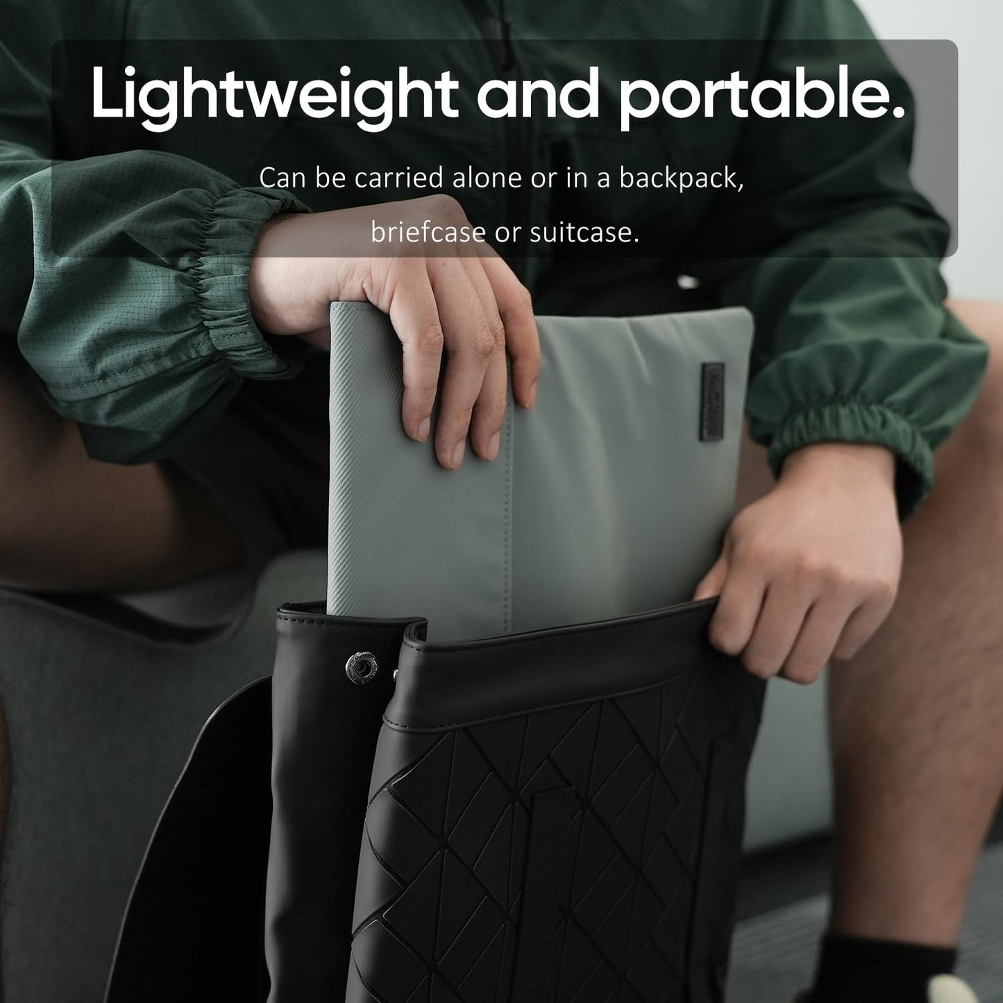 ARZOPA 16.1" Portable Monitor Sleeve Bag, PU Leather Case, Grey