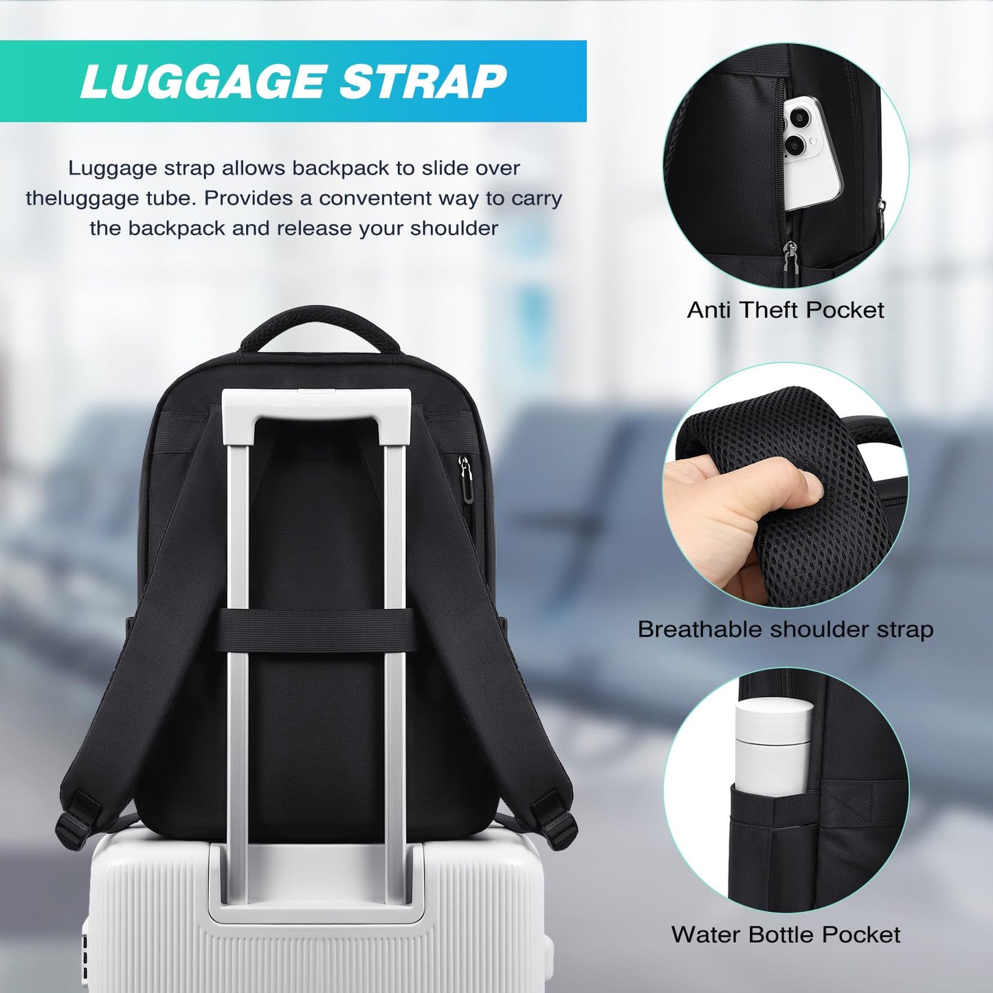 VNINE Laptop Backpack for Men 15.6 Inch Laptop bag Lightweight Computer Bag Water Resistant Daily Backpack for Commuting Business Casual