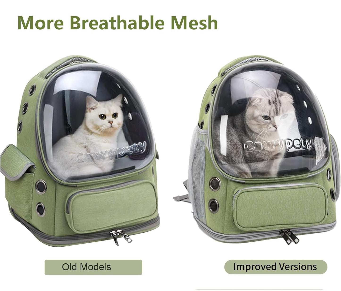 Cawypety Cat Carrier, Cat Backpack Carrier, Large Pet Carrier for Under 15 lbs, Dog and Small Pet, Breathable Cat Bag Carrier Used in Car, Hiking, Cycling Travel