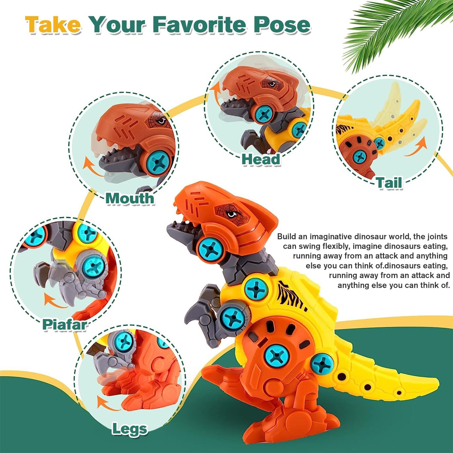 Jasonwell Kids Building Dinosaur Toys - Boys STEM Educational Take Apart Construction Set Learning Kit Creative Activities Games Birthday Gifts for Toddlers Girls Age 3 4 5 6 7 8 Years Old (4PCS)