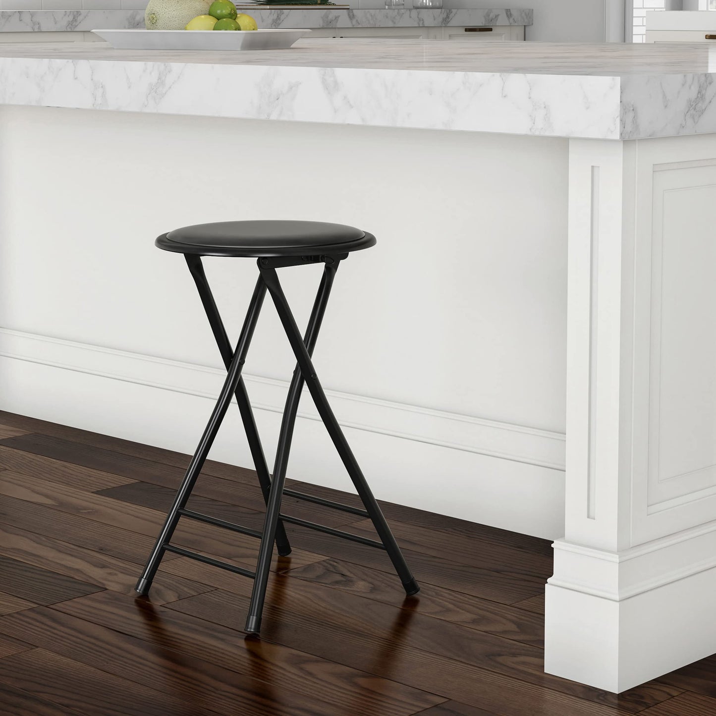 TG 82-0827 24-Inch Cushioned Folding Stool, Black