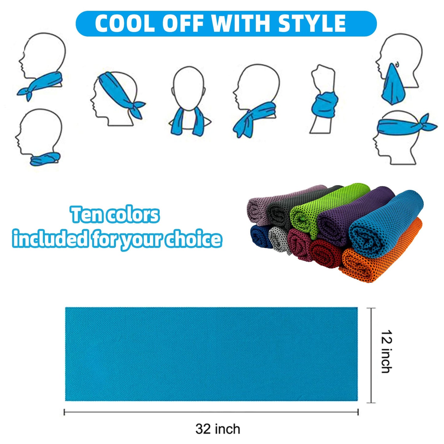 AWOWZ 30 Pack Cooling Towels Ice Towel Workout Towel, Soft Breathable Sweat Towel for Sports, Yoga, Gym, Golf, Camping, Running, Fitness, Workout & More Activities