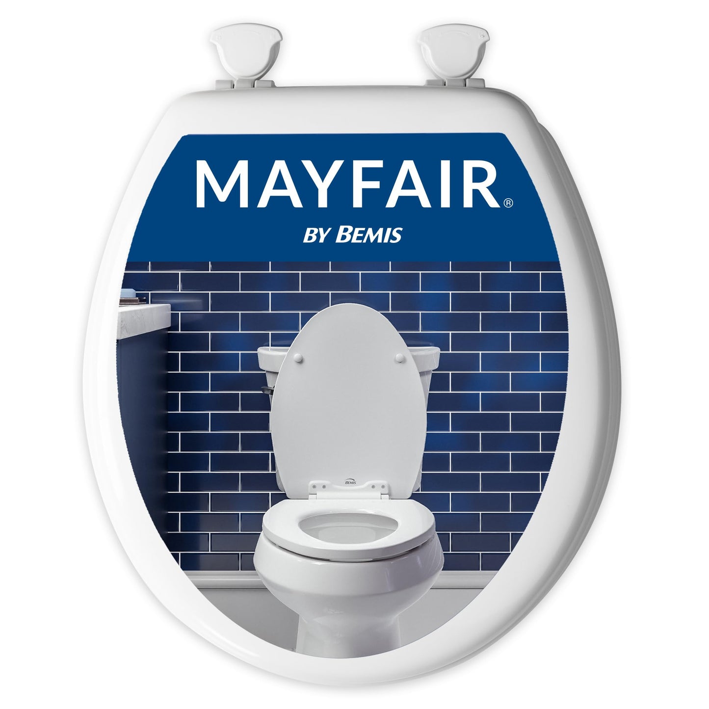 Mayfair Athens Toilet Seat, Easy Clean Hinges and Durable Wood Seat, Round, White