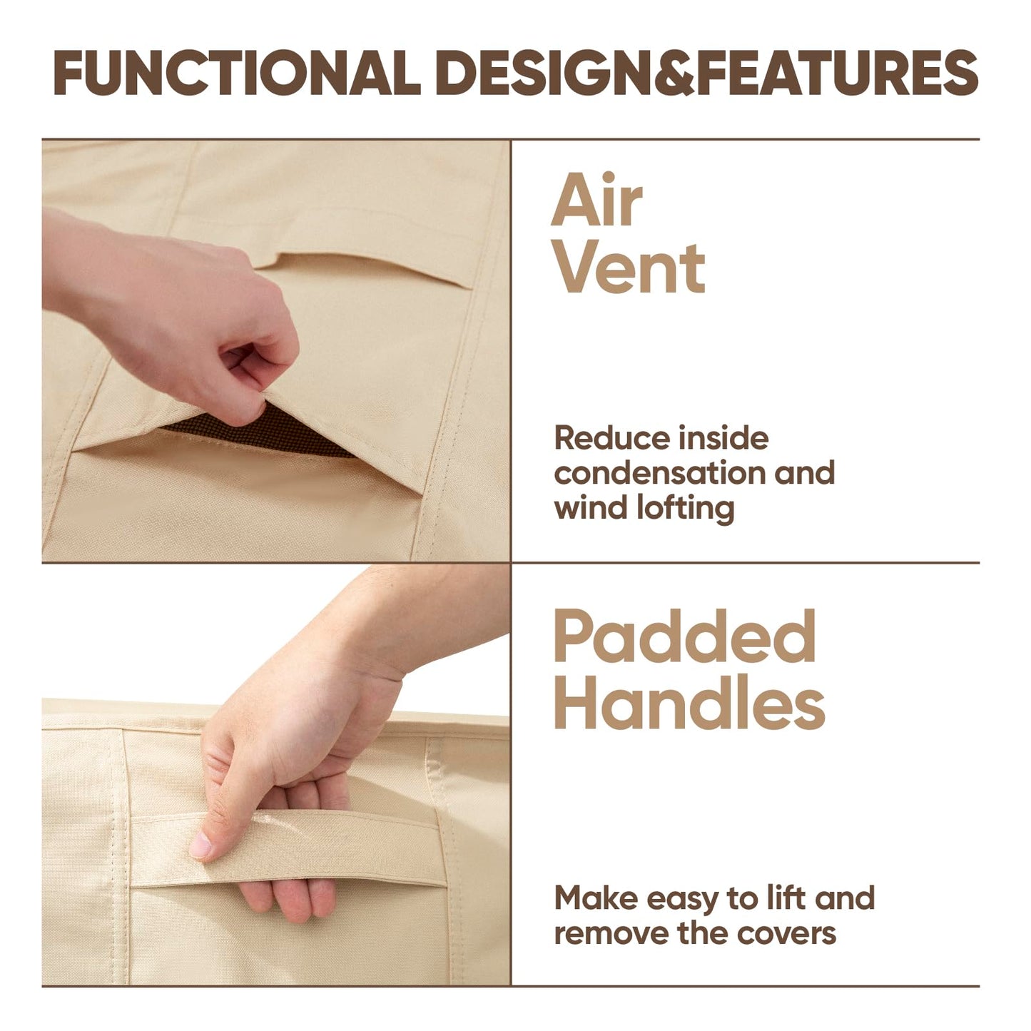 Loriano Patio Furniture Cover Waterproof 600D Heavy Duty Outdoor 2-seater Loveseat Cover Lawn Sofa Cover 60"W x 40"D x 33"H Beige&Brown