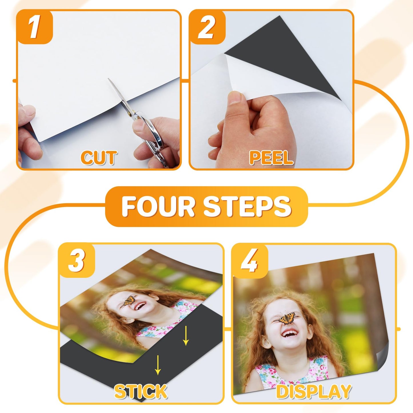 FINDMAG Magnet Sheets with Adhesive, 8” x 10”, Pack of 50, Magnet Papers for Stickers, Magnetic Sheets for Refrigerator, Whiteboard, Cuttable Magnetic Paper for Crafts, Pictures.
