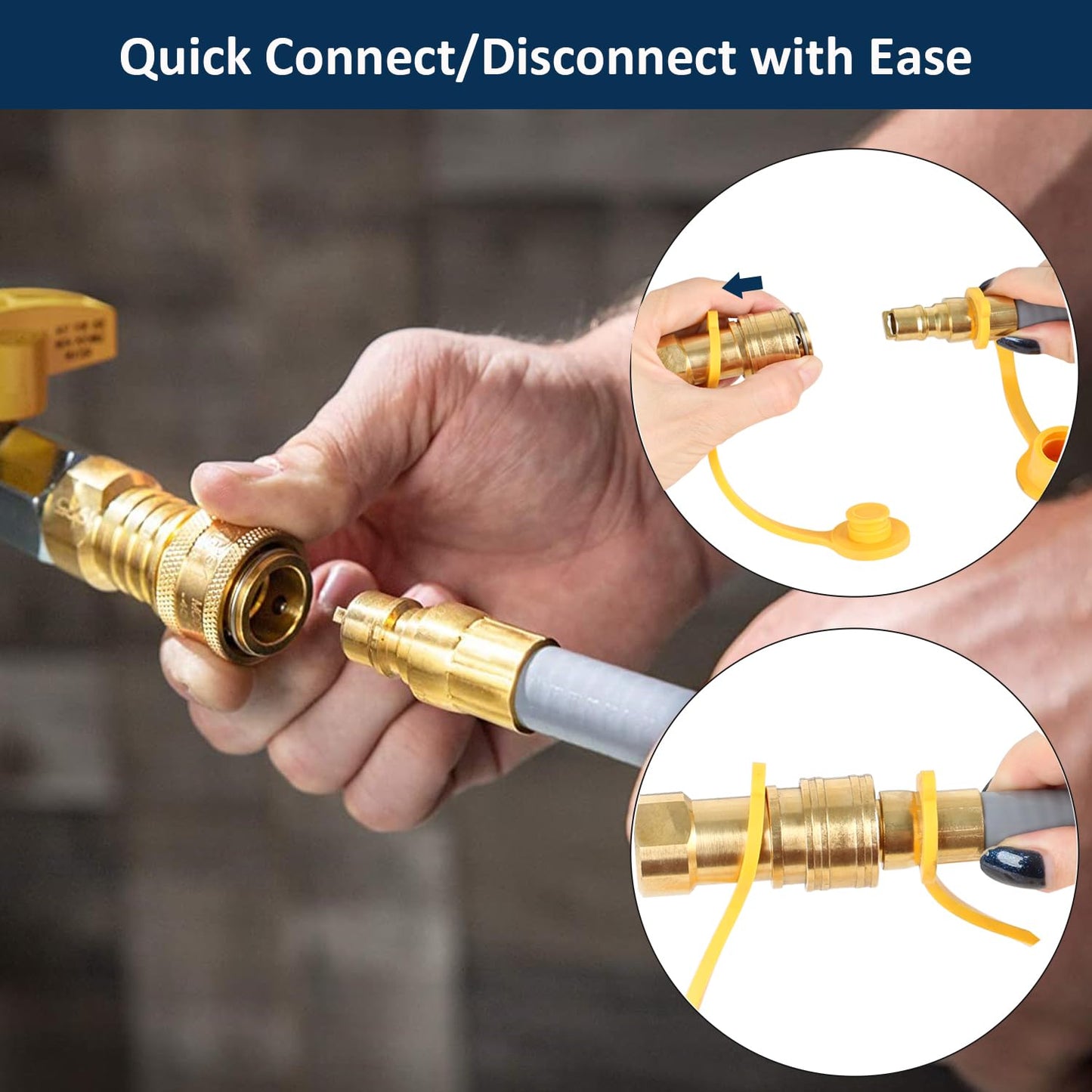 ATKKE 3/8” ID Natural Gas Hose, Propane Quick Connect Hose Assembly, Propane to Natural Gas Conversion Hose for Grill, Pizza Oven, Heater and More Low Pressure Appliance, 12 Foot…