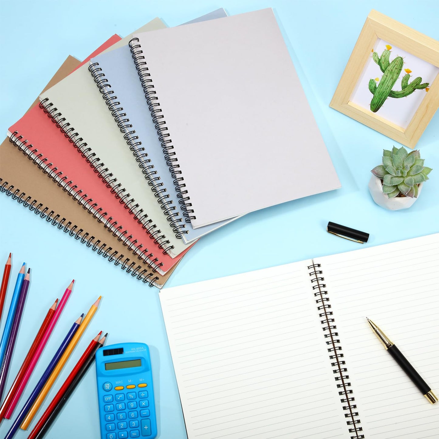 Fuutreo 6 Pack Spiral Notebooks 10.5 x 7.45 Inch College Ruled Journal with Kraft Cover, B5 70 Sheets (140 Pages) for Stundent Study and Office Use(Pastel)
