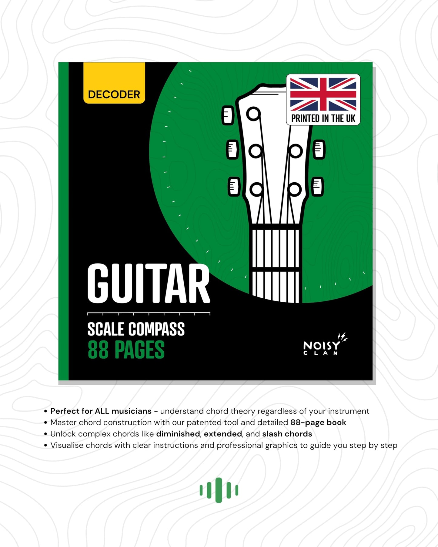 Noisy Clan Guitar Scale Compass - Master Soloing Patterns & Fretboard Logic - Essential Tool to Learn Guitar for Beginners Adults - Portable Sliding Decoder & 88-Page Scales Book
