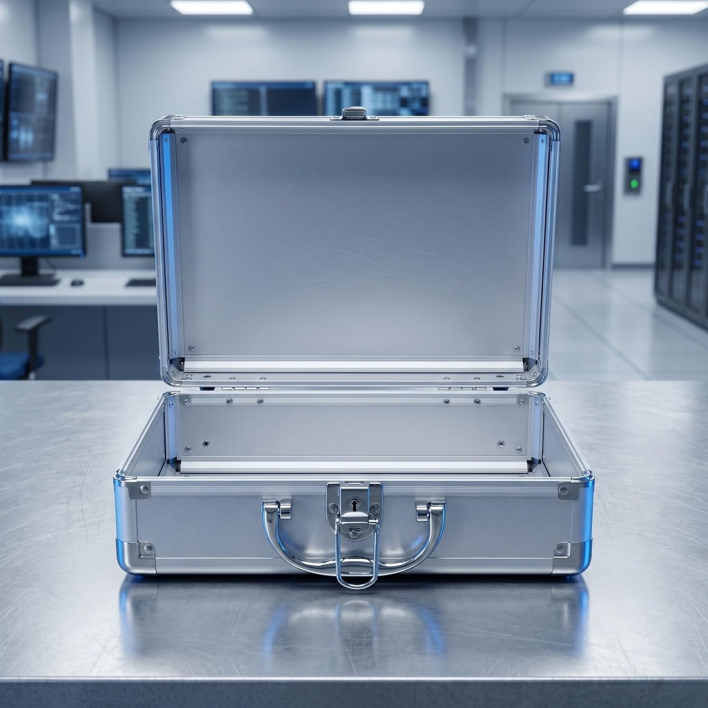 Aluminum Hard Case Tool Briefcase with Lock, Silver Carrying Case for Men’s Travel and Luggage, Protective Storage Box for Camera Drone Tools, 11.41 Inch, 1 Piece