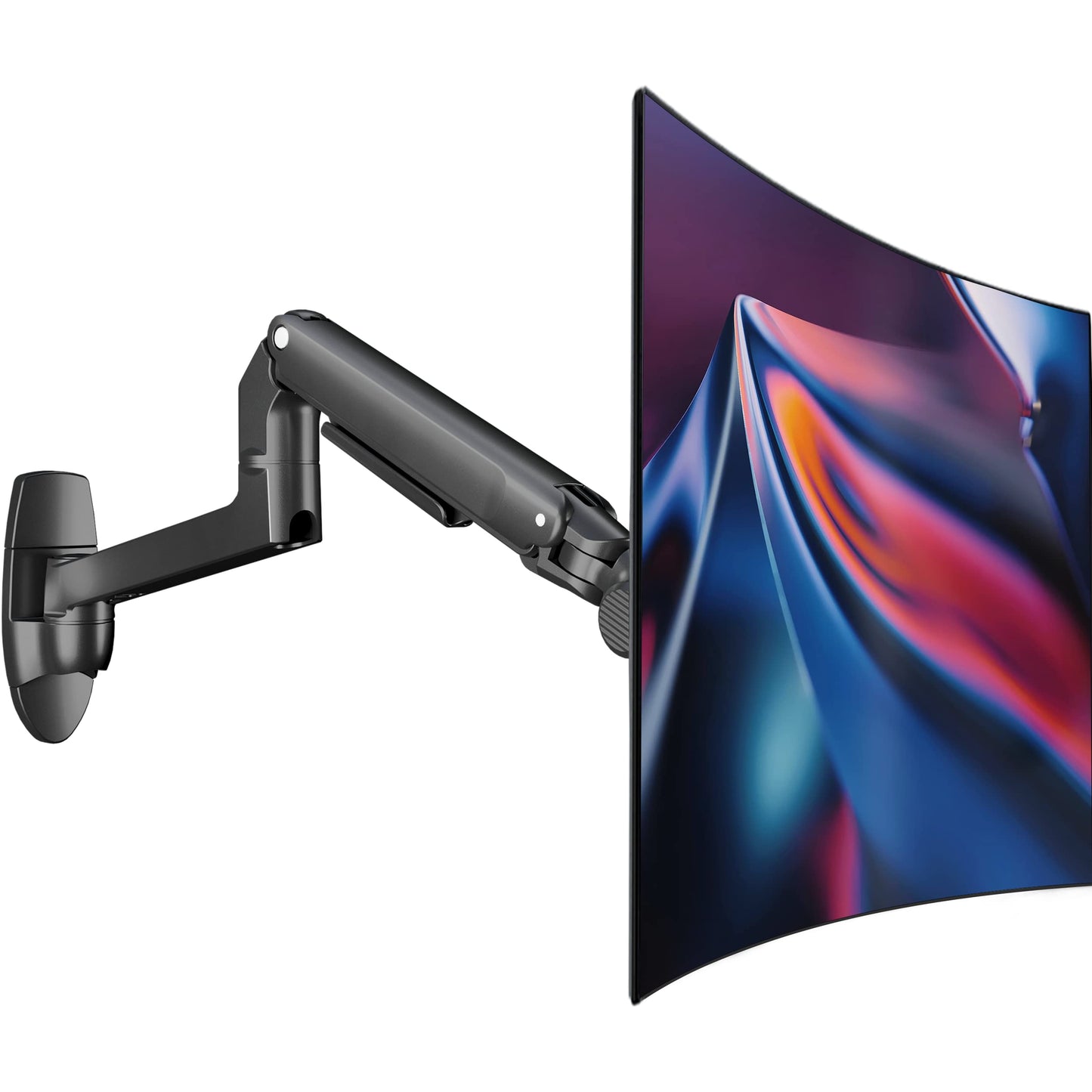 Ergounion Single Monitor Wall Mount for Flat or Curved Screens up to 38" Within 25 lbs, Full Motion Adjustable Monitor Arm with Cable Management, VESA 75x75/100x100mm, Black
