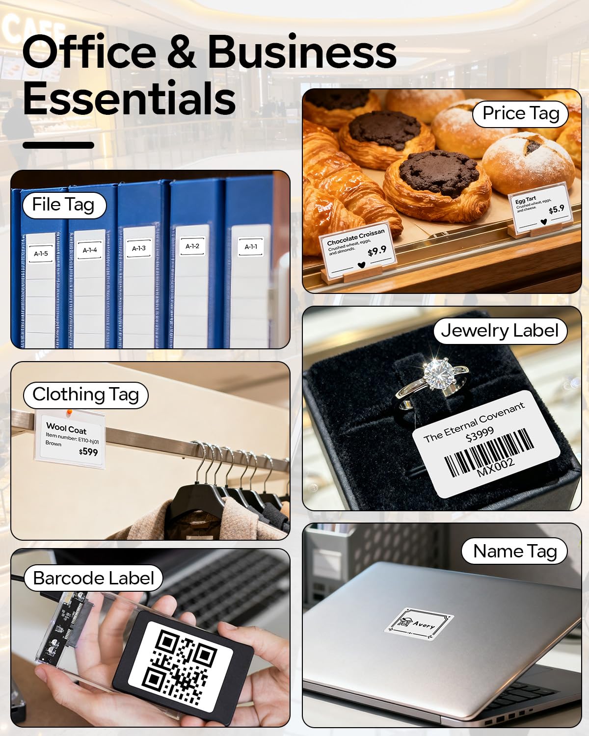 Phomemo Label Maker, Bluetooth Label Maker Machine, Print Width 20mm-50mm, Versatile App with 600+ Fonts & 700 Templates, for Small Business & Home, Black (100 Labels)
