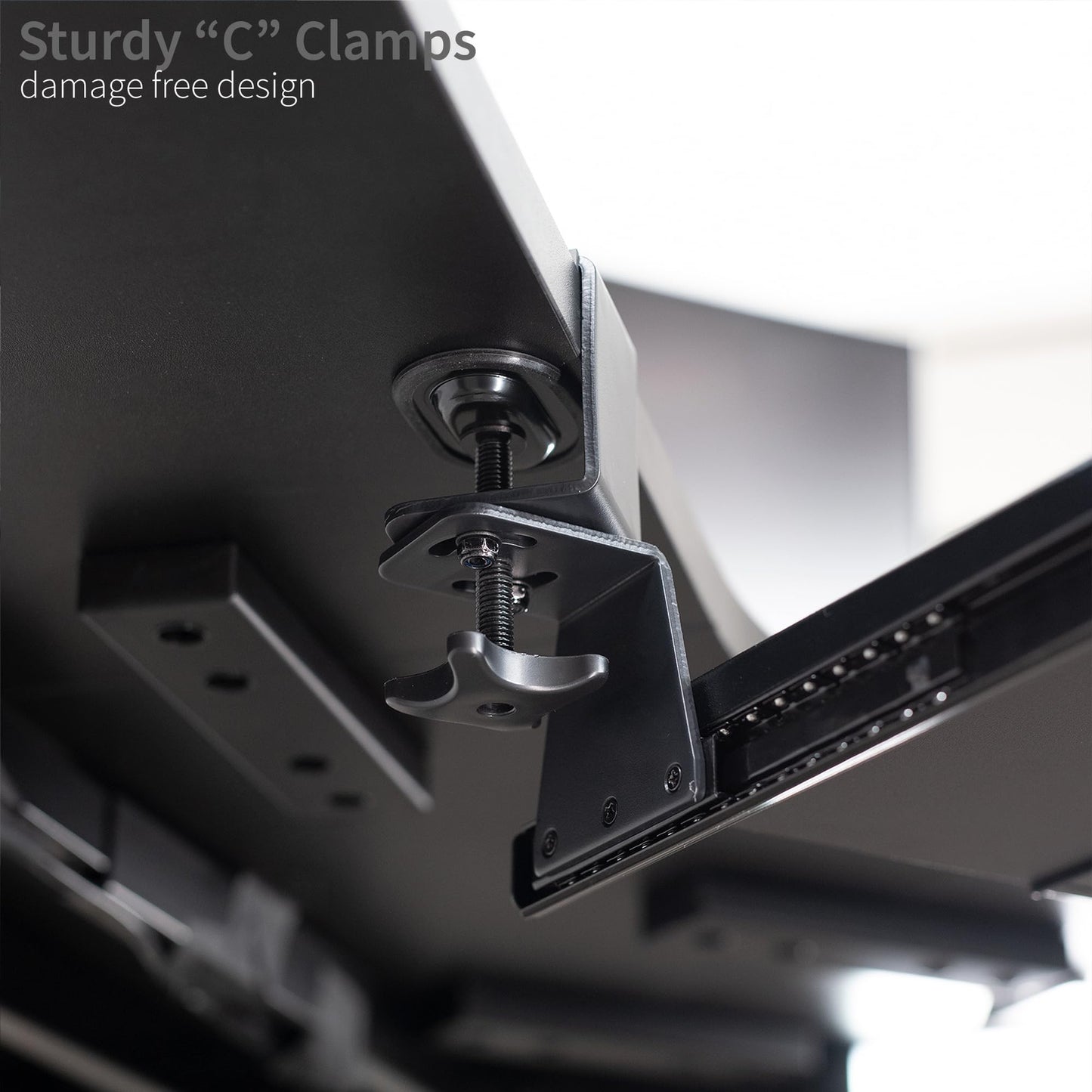 VIVO Clamp-on Computer Keyboard & Mouse Under Desk Slider Tray for Corner Desks