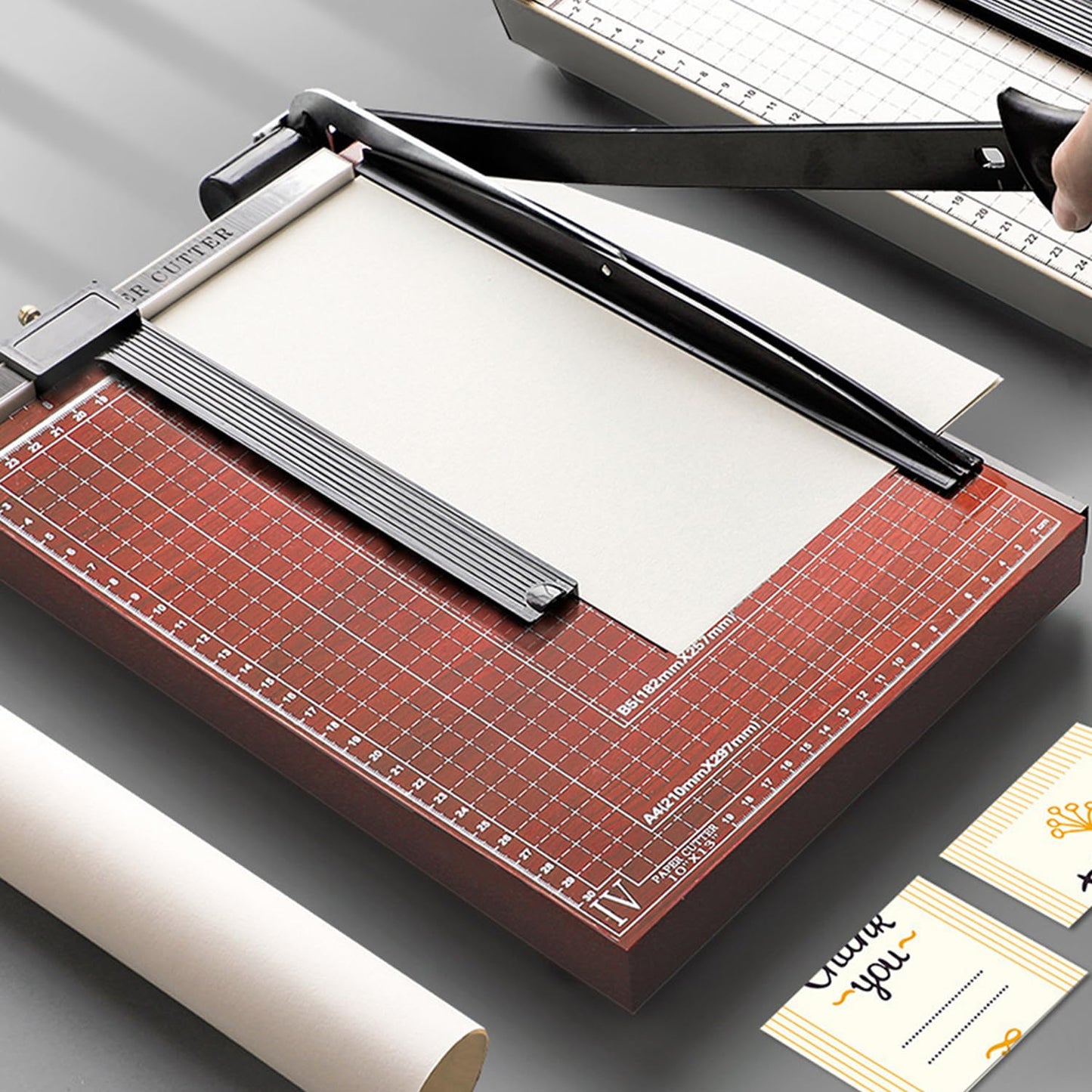 12" Guillotine Paper Cutter – A4 Size Heavy Duty Precision Trimmer with Safety Guard, 15 Sheets Capacity,Titanium Blade for Cutting Paper,Cardstock, Photos,Vinyl, Crafts & Labels (Brown, 12"x10")