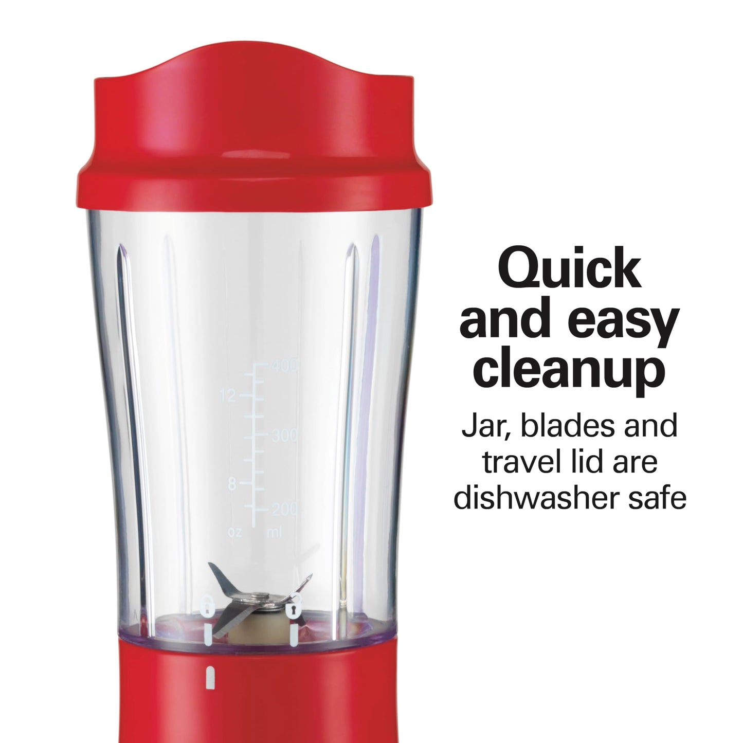 Hamilton Beach Shakes and Smoothies with BPA-Free Personal Blender, 14 oz, Red