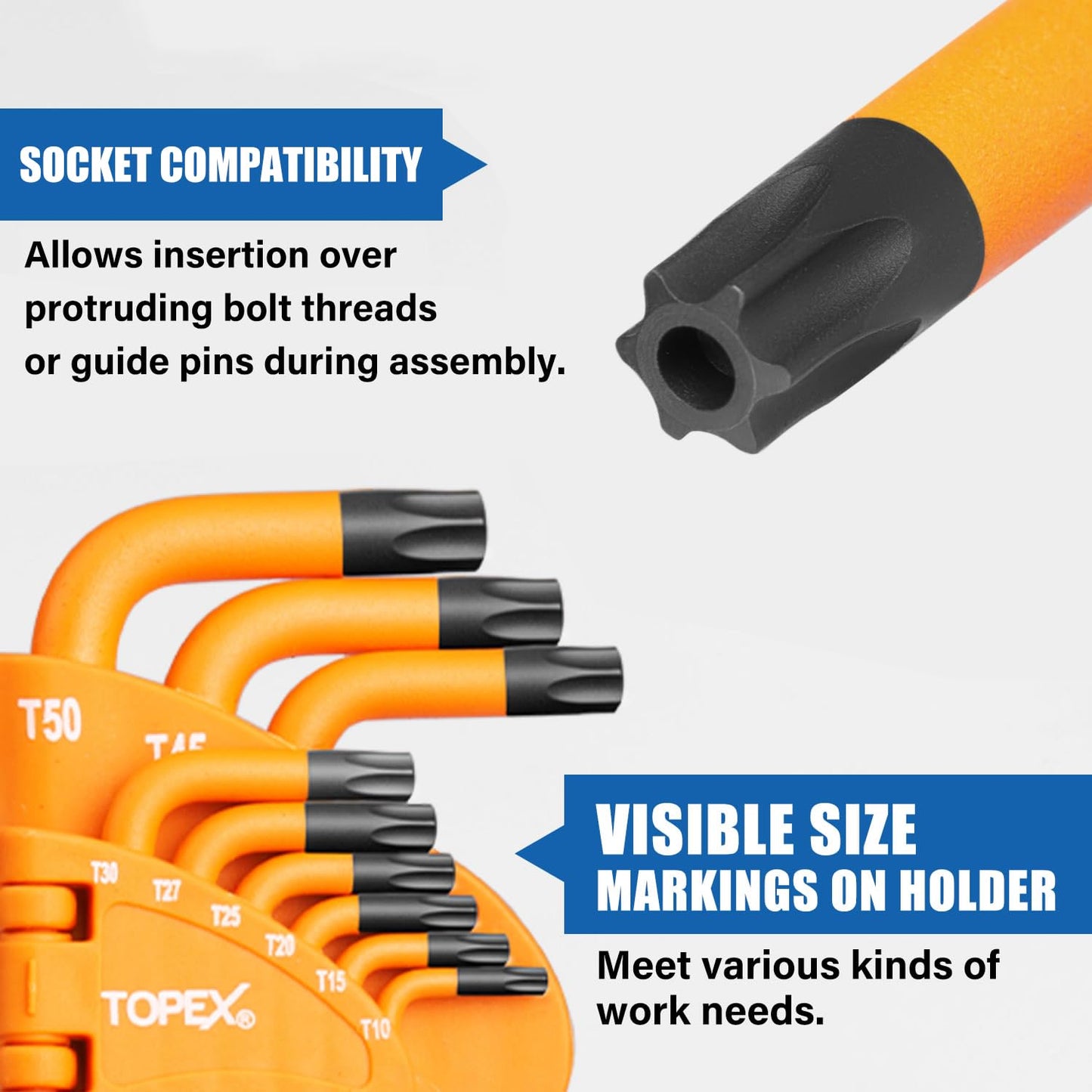 TOPEX 38Pcs Allen Key Set Hex Key Allen Wrench Folding Hex Key Ball End Metric/SAE/Star