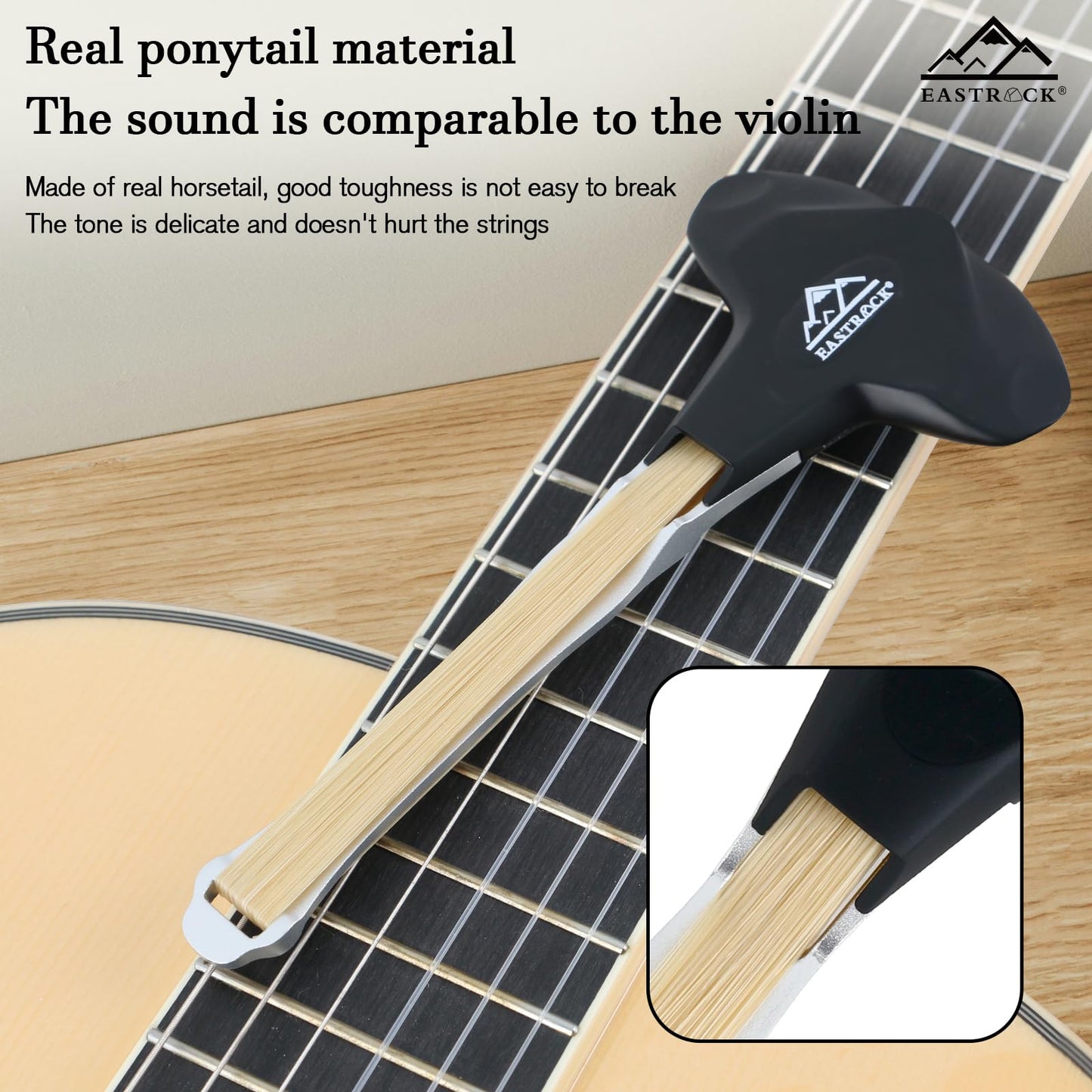 EASTROCK Guitar Bow, 2-in-1 Picasso Bow, Create Cello and Violin-Like Sounds, Dual-Purpose Plucked String Tools, Guitar Bow kit for Beginners and Professional Players Gift for Music Lover, Short Black