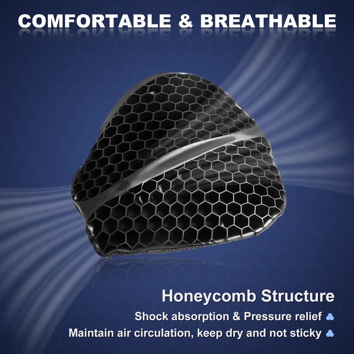 SKYJDM Foldable Motorcycle Gel Seat Cushion, Large 3D Honeycomb Structure Shock Absorption & Breathable Motorcycle Gel Seat Pad for Long Rides