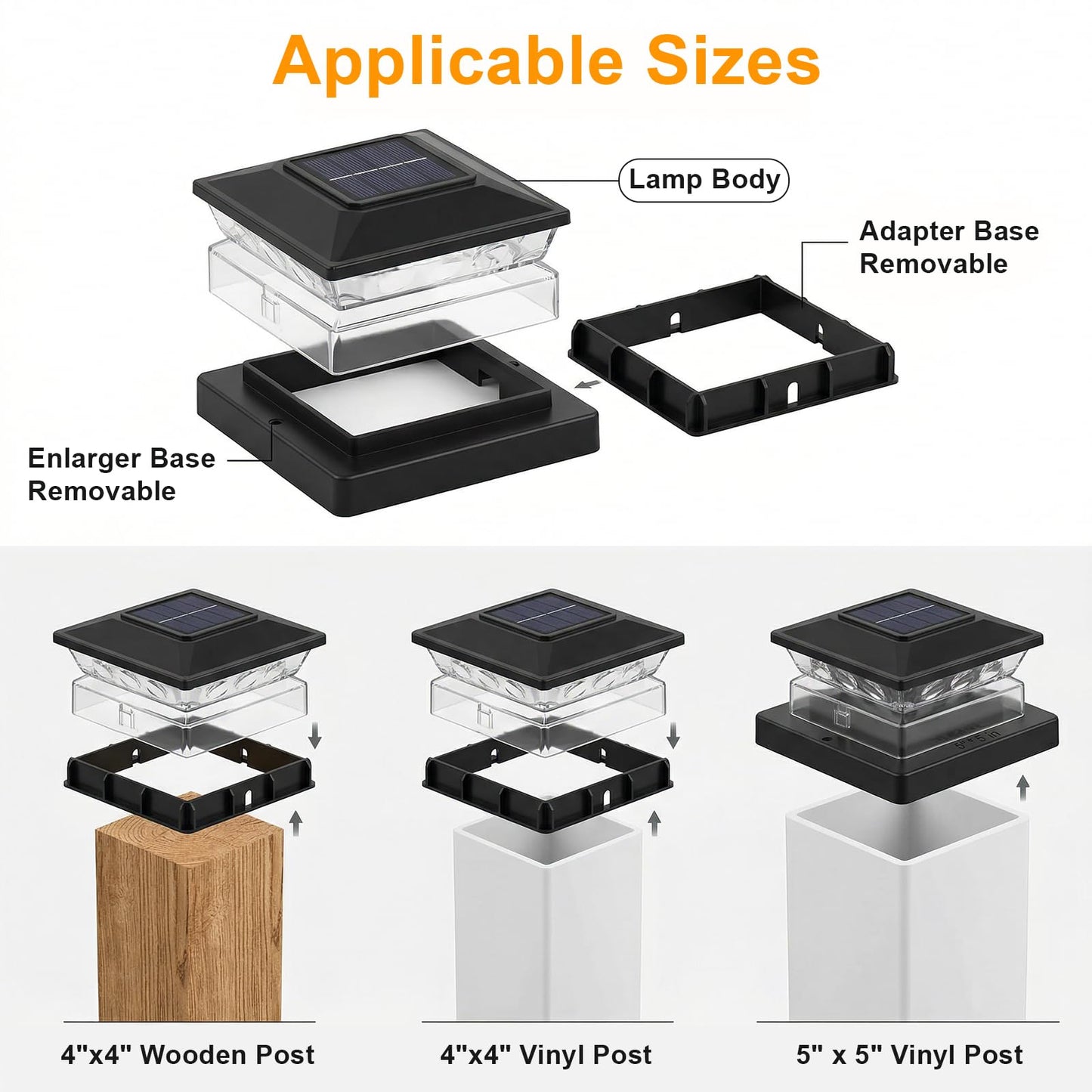 Fohil 6 Pack Solar Post Cap Lights, Outdoor Solar Fence Post Lights for 4x4 Wood/Vinyl Posts, Waterproof LED Solar Powered Deck Post Lights for Garden Patio Fence Porch Deck Decor