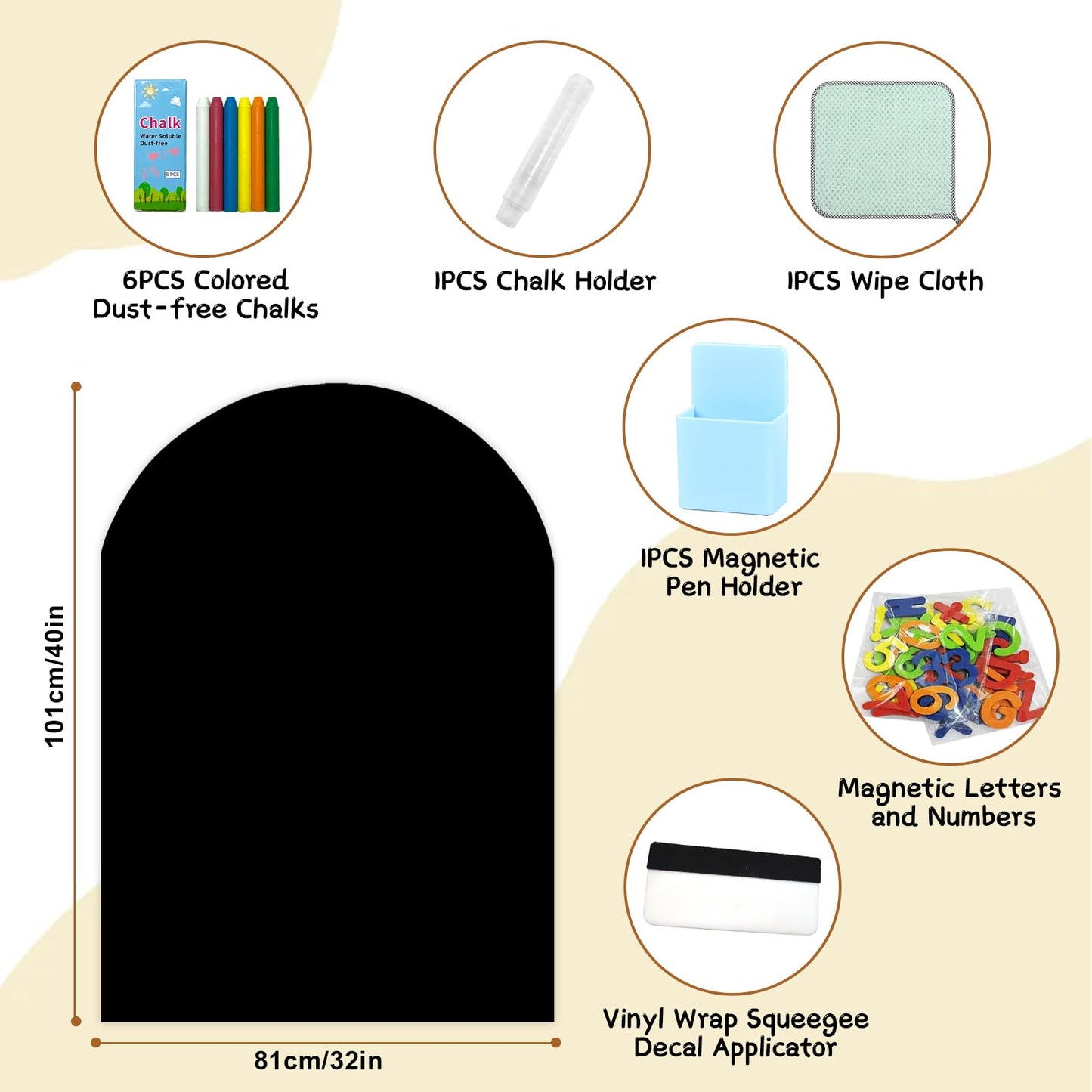40"x 32" Magnetic Chalkboard Wall Decal with Dust-Free Chalks Peel and Stick Blackboard for Kids Playroom School Home Decor
