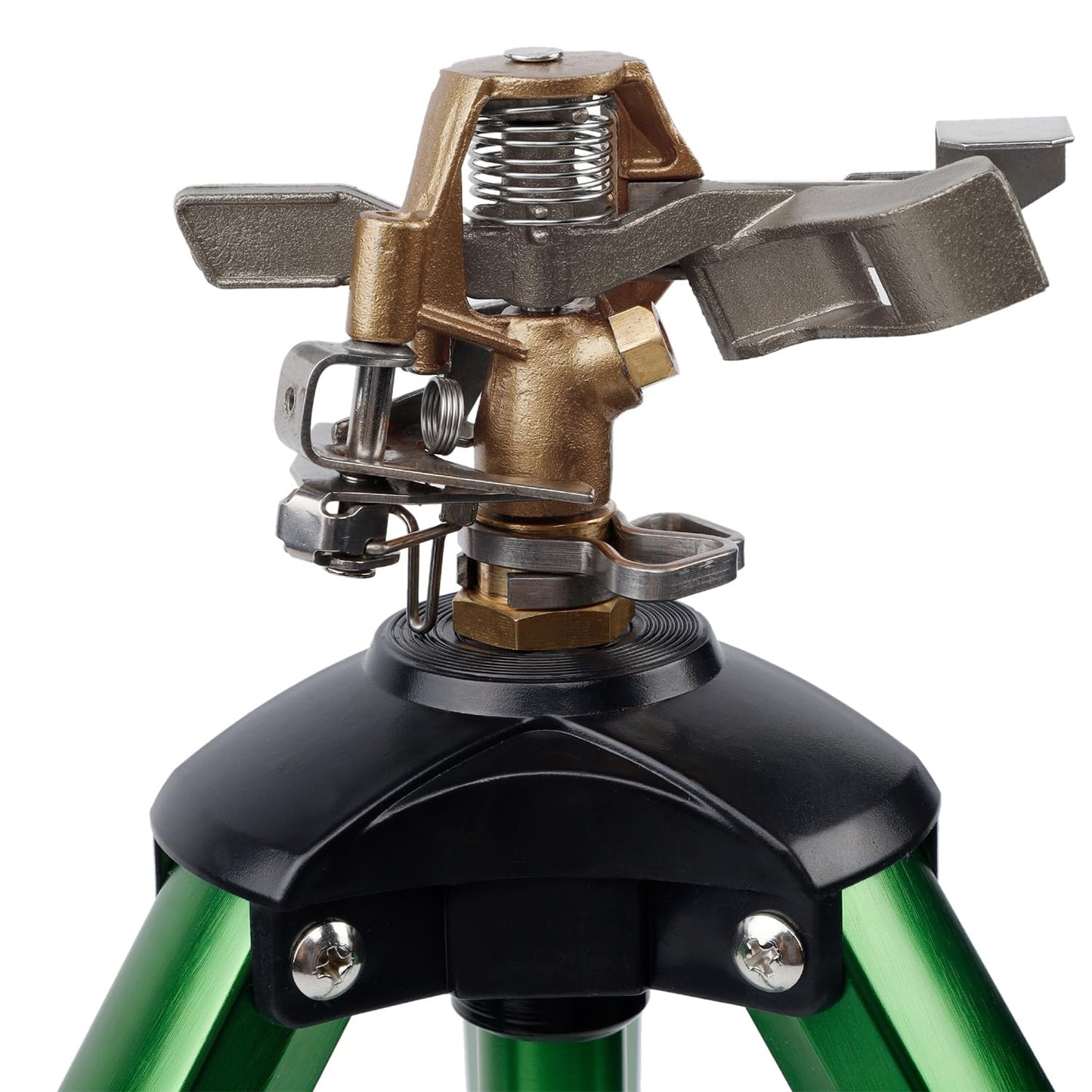 Biswing Impact Sprinkler Head on Tripod Base, Heavy Duty Lawn Sprinklers, 360 Degree Large Area Irrigation, Metal Sprinkler Nozzle & Solid Alloy Metal Extension Legs Flip Locks, 1 Pack