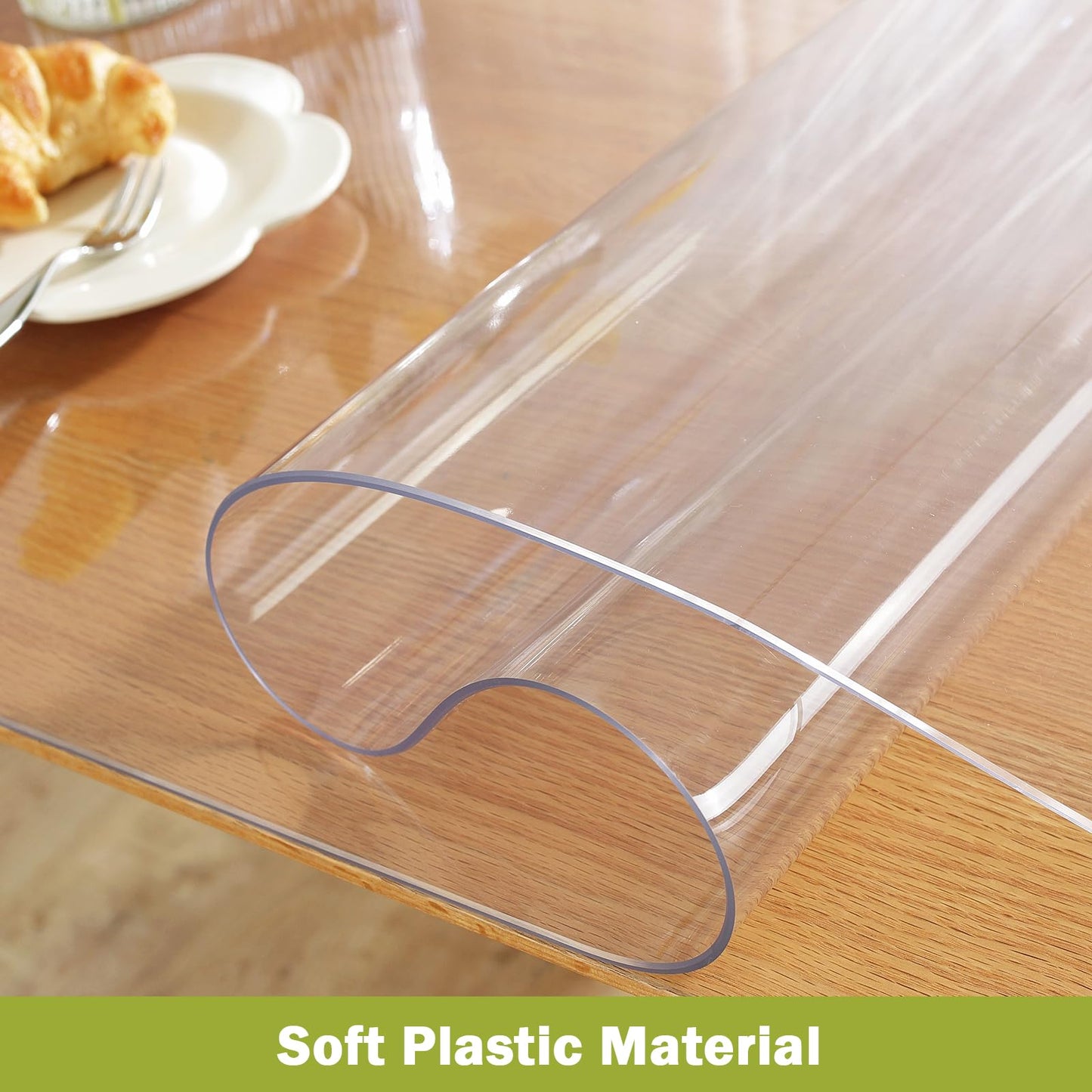 OstepDecor Clear Table Cover Protector, 1.5mm Thick 36 x 60 Inch Table Protector for Dining Room Table, Waterproof Plastic Tablecloth for Kitchen Wood Grain