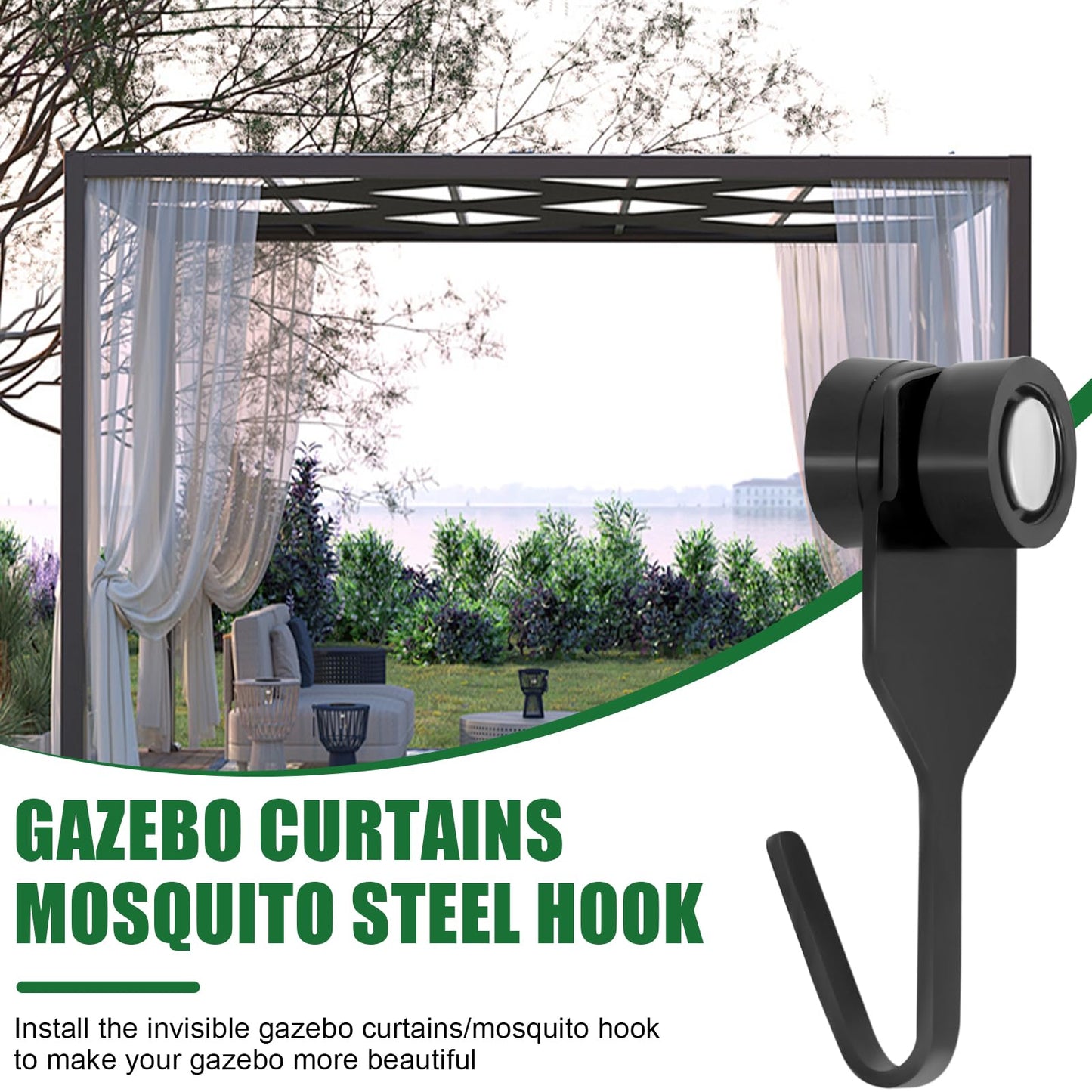 36Pcs Steel Slide Gazebo Hooks with Wheels for Gazebo's Curtains & Mosquito Netting, Gazebo Curtain Hooks for Rails and Tracks of Gazebo