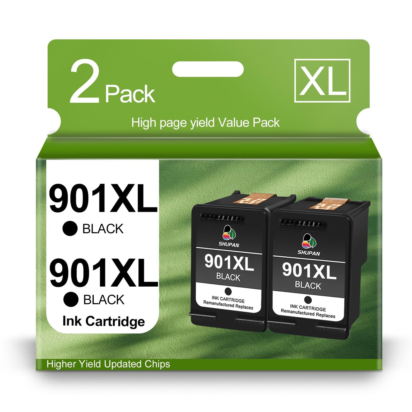 901XL Black Ink Cartridges Replacement for HP 901 901 XL Ink Use with OfficeJet J4680 J4580 J4550 J4524 J4540 J4640 4500 G510n(2 Black)